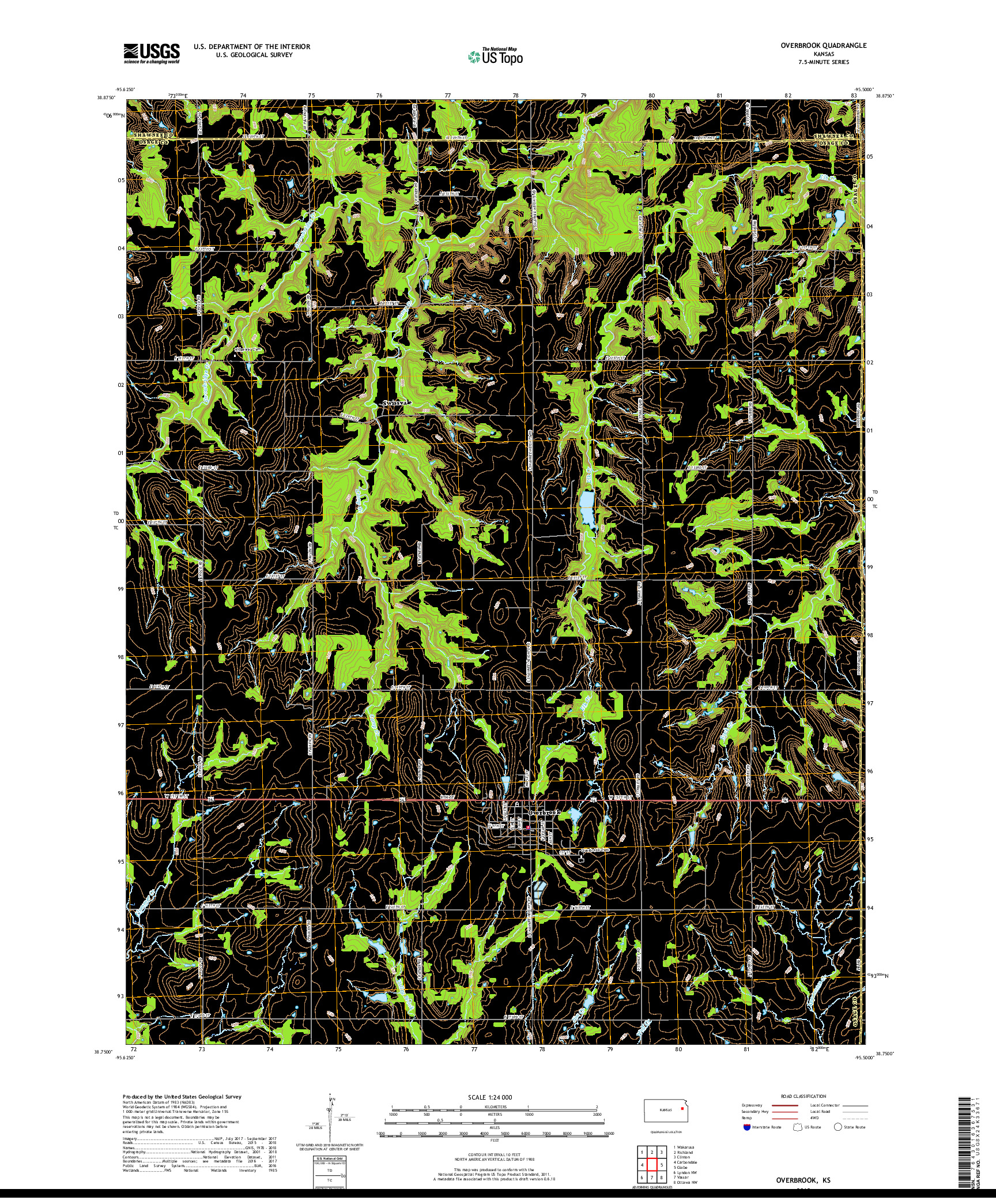 USGS US TOPO 7.5-MINUTE MAP FOR OVERBROOK, KS 2018