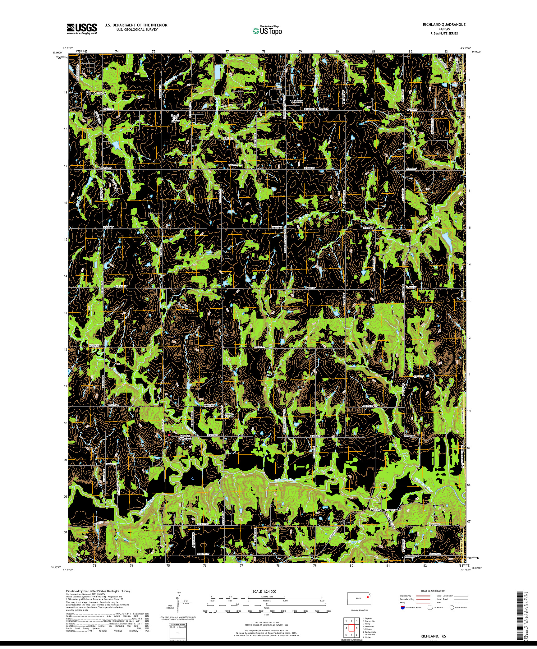 USGS US TOPO 7.5-MINUTE MAP FOR RICHLAND, KS 2018