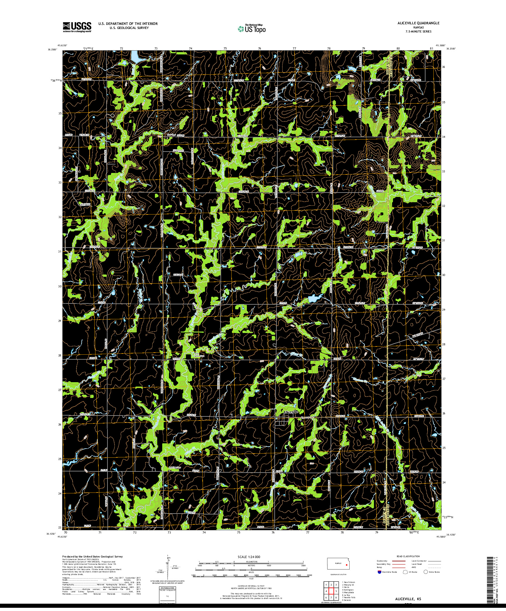 USGS US TOPO 7.5-MINUTE MAP FOR ALICEVILLE, KS 2018