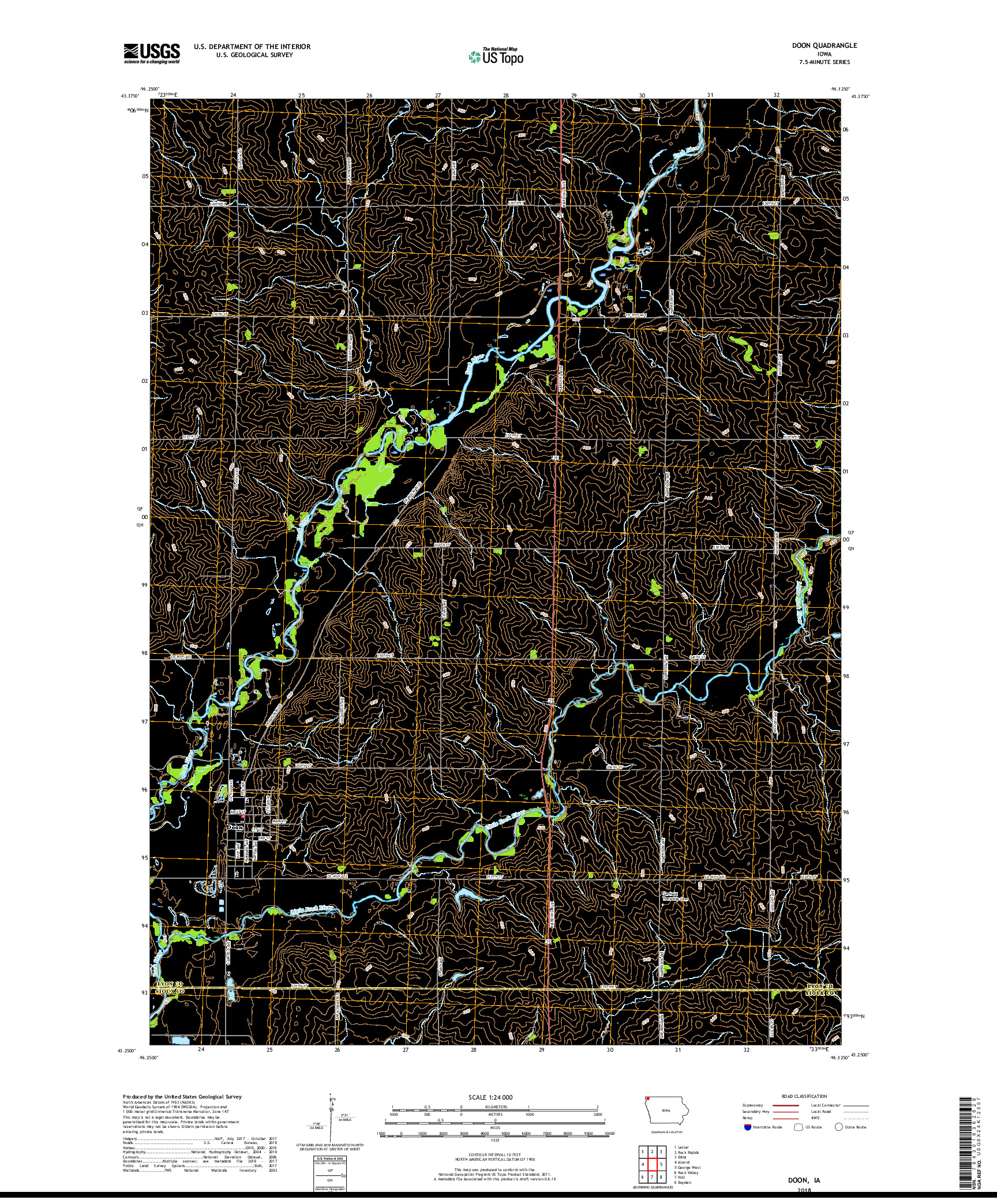 USGS US TOPO 7.5-MINUTE MAP FOR DOON, IA 2018
