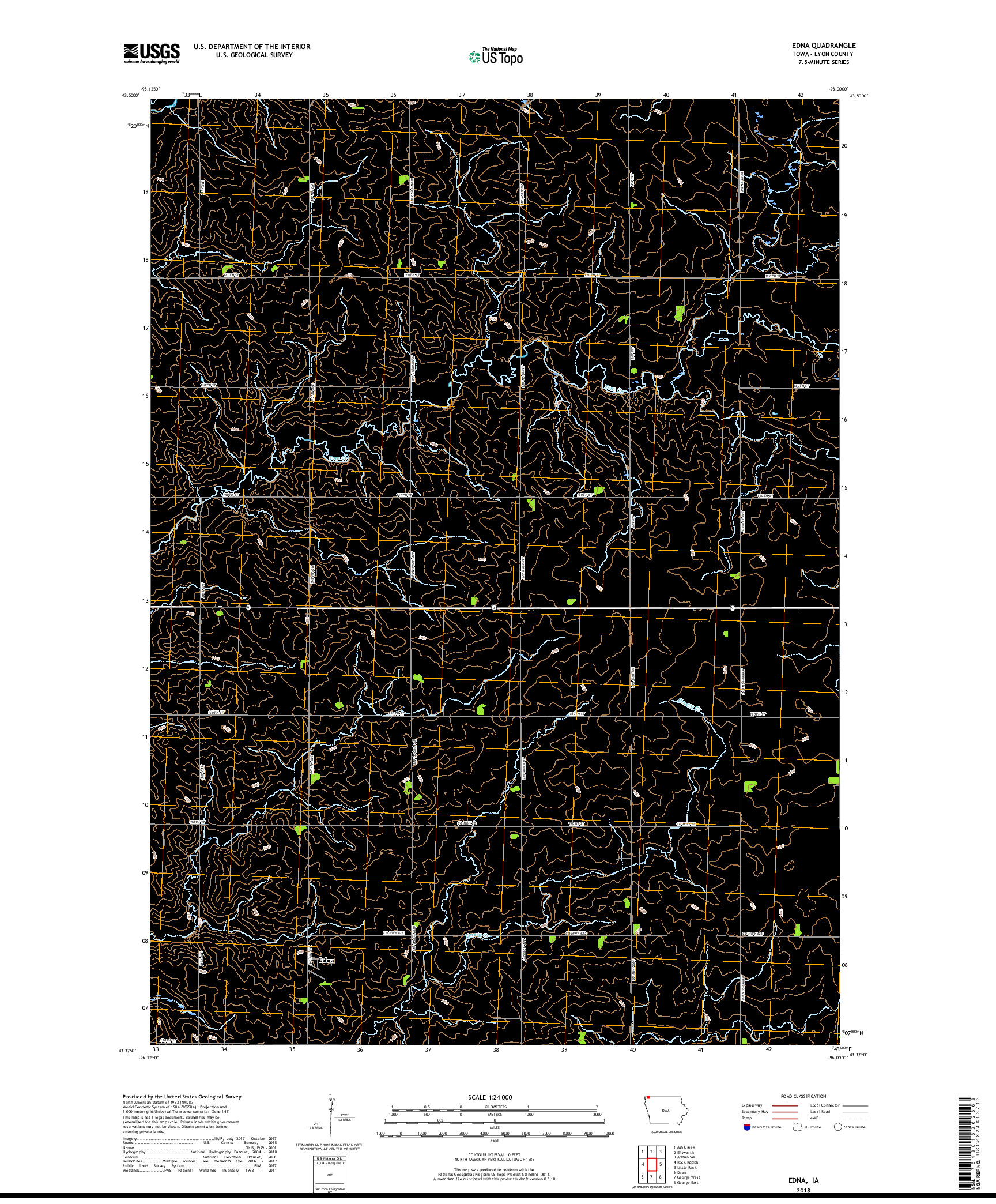 USGS US TOPO 7.5-MINUTE MAP FOR EDNA, IA 2018