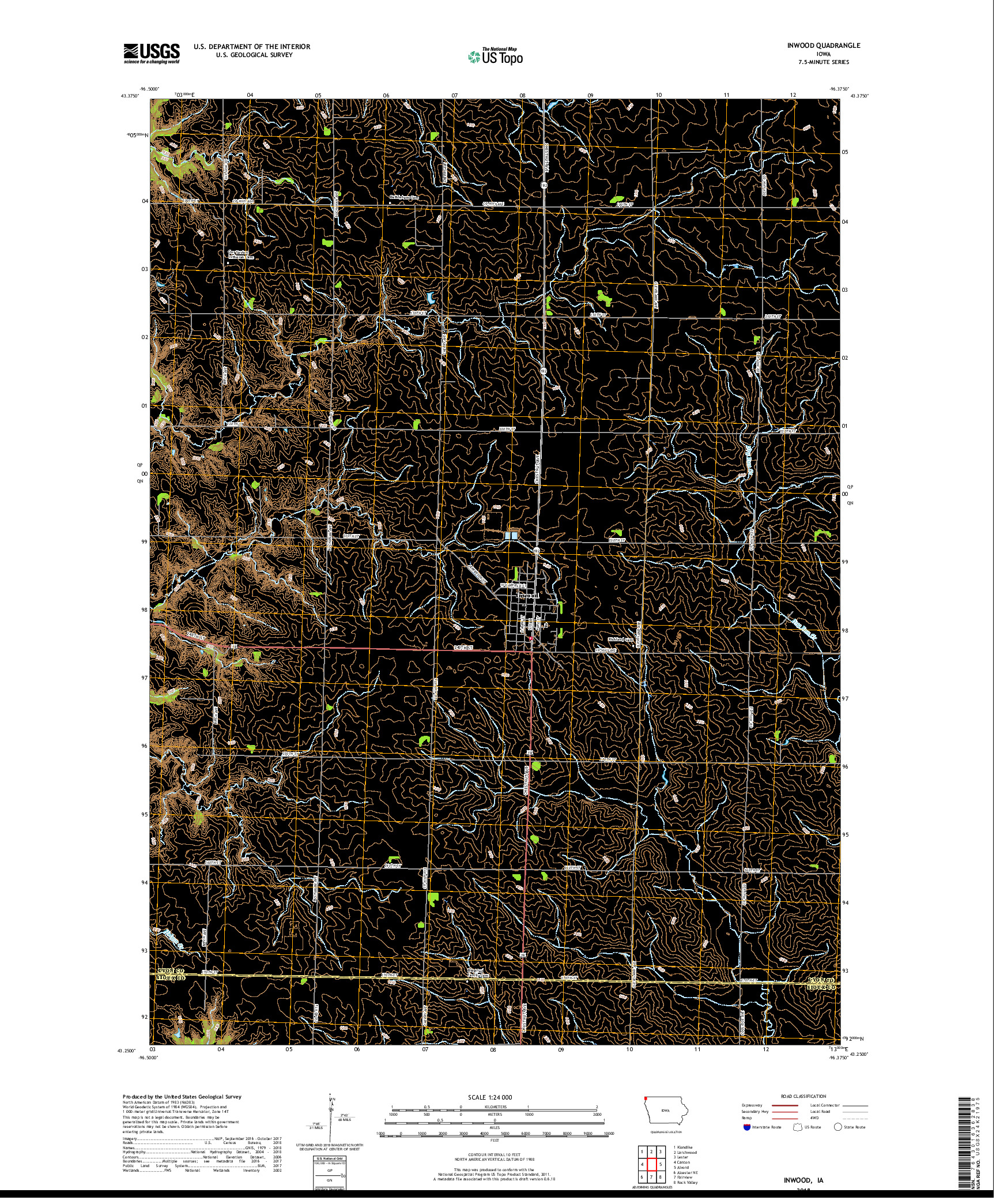 USGS US TOPO 7.5-MINUTE MAP FOR INWOOD, IA 2018