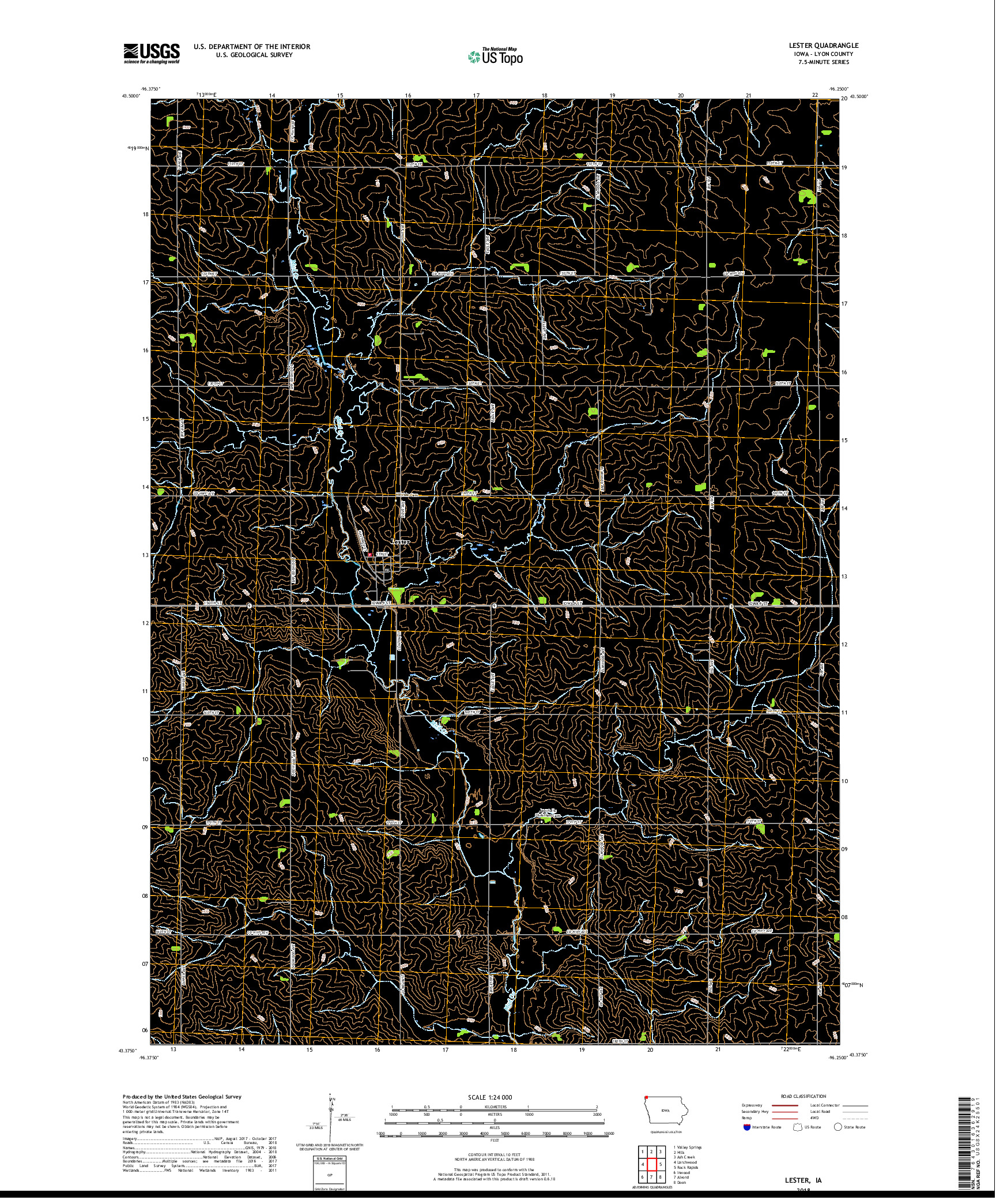 USGS US TOPO 7.5-MINUTE MAP FOR LESTER, IA 2018