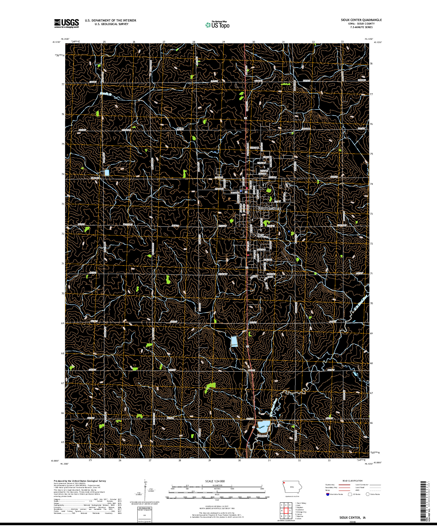 USGS US TOPO 7.5-MINUTE MAP FOR SIOUX CENTER, IA 2018