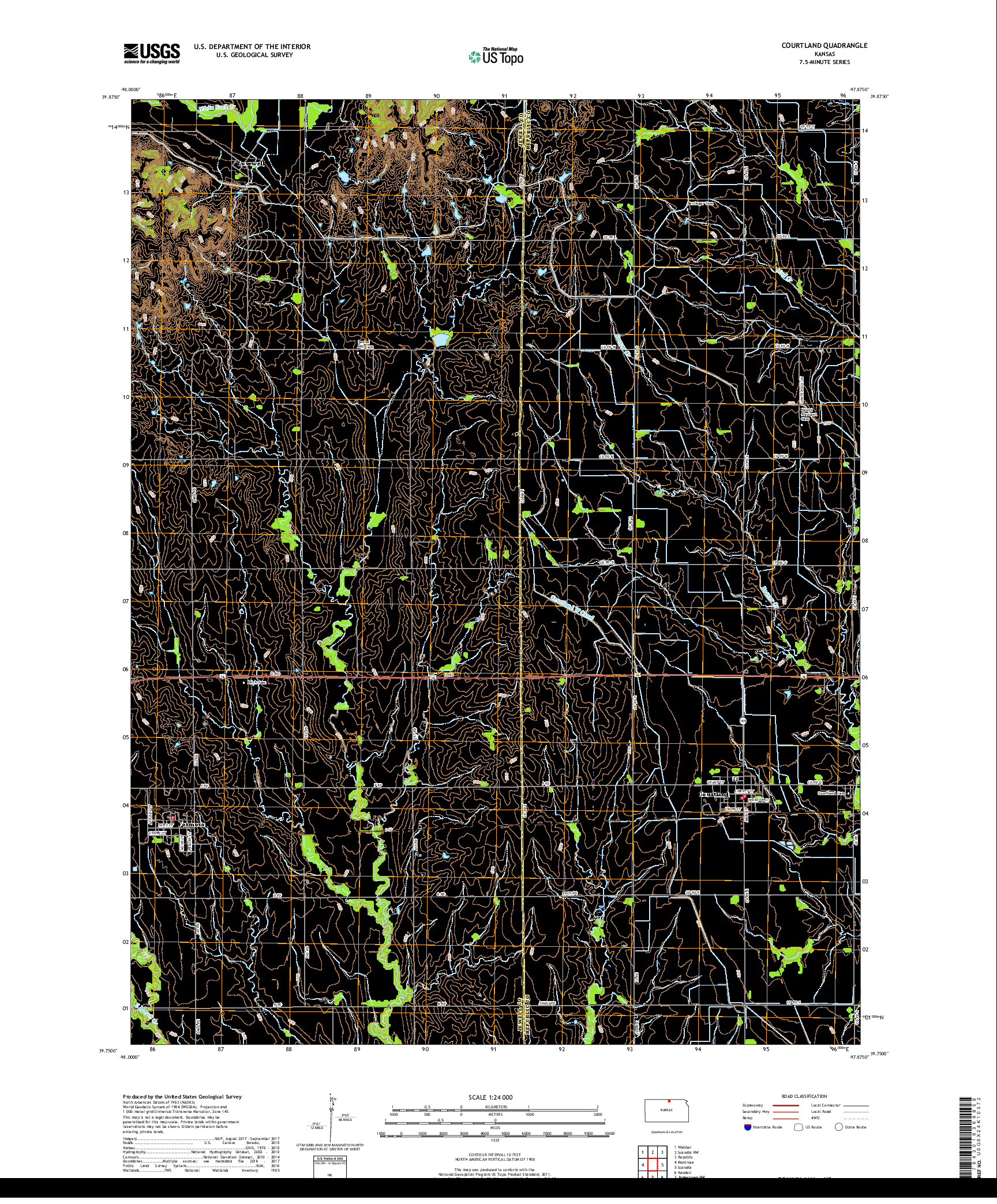 USGS US TOPO 7.5-MINUTE MAP FOR COURTLAND, KS 2018