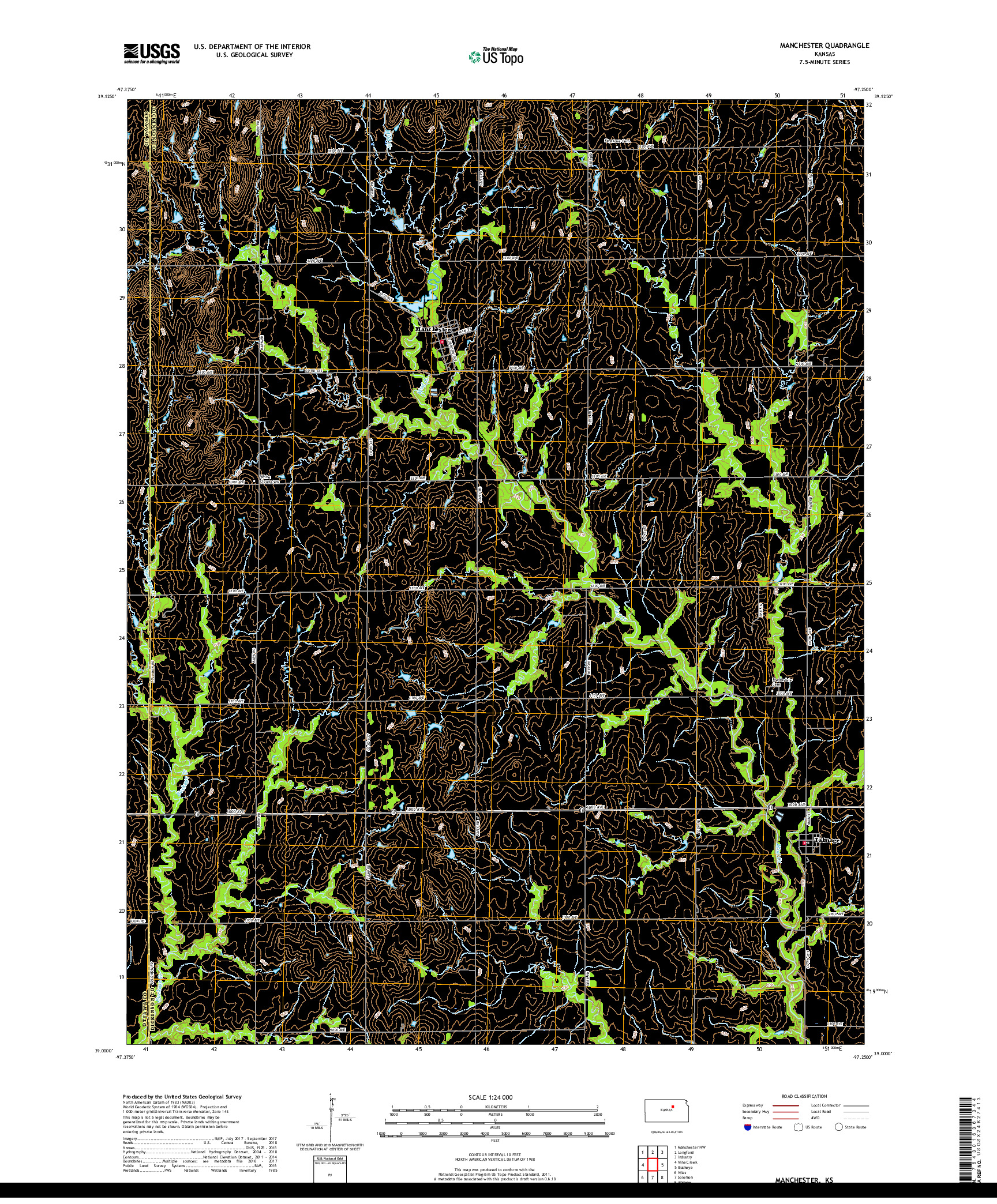 USGS US TOPO 7.5-MINUTE MAP FOR MANCHESTER, KS 2018