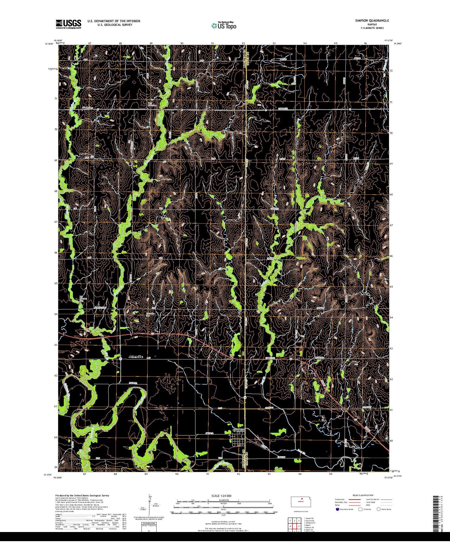 USGS US TOPO 7.5-MINUTE MAP FOR SIMPSON, KS 2018