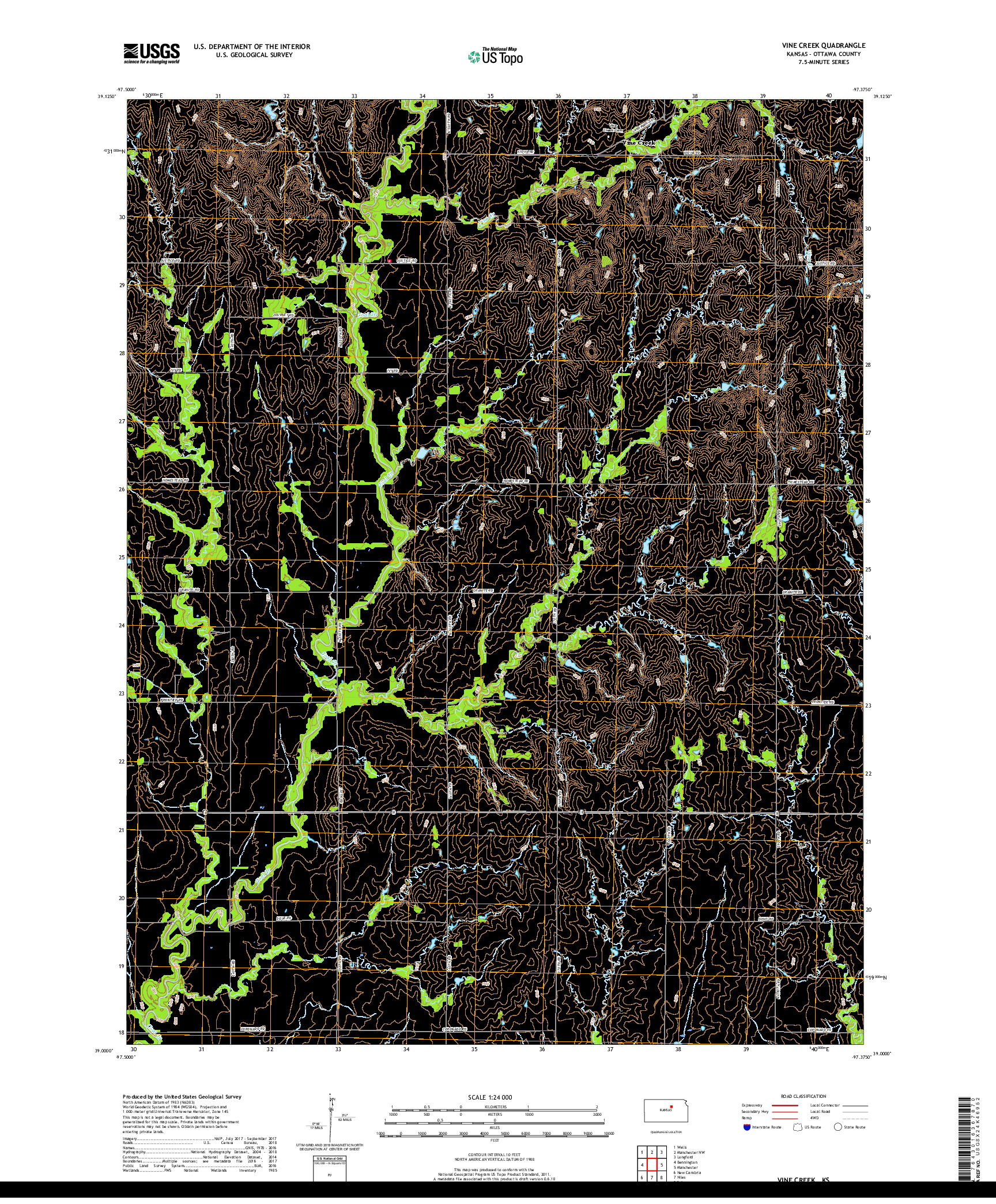 USGS US TOPO 7.5-MINUTE MAP FOR VINE CREEK, KS 2018