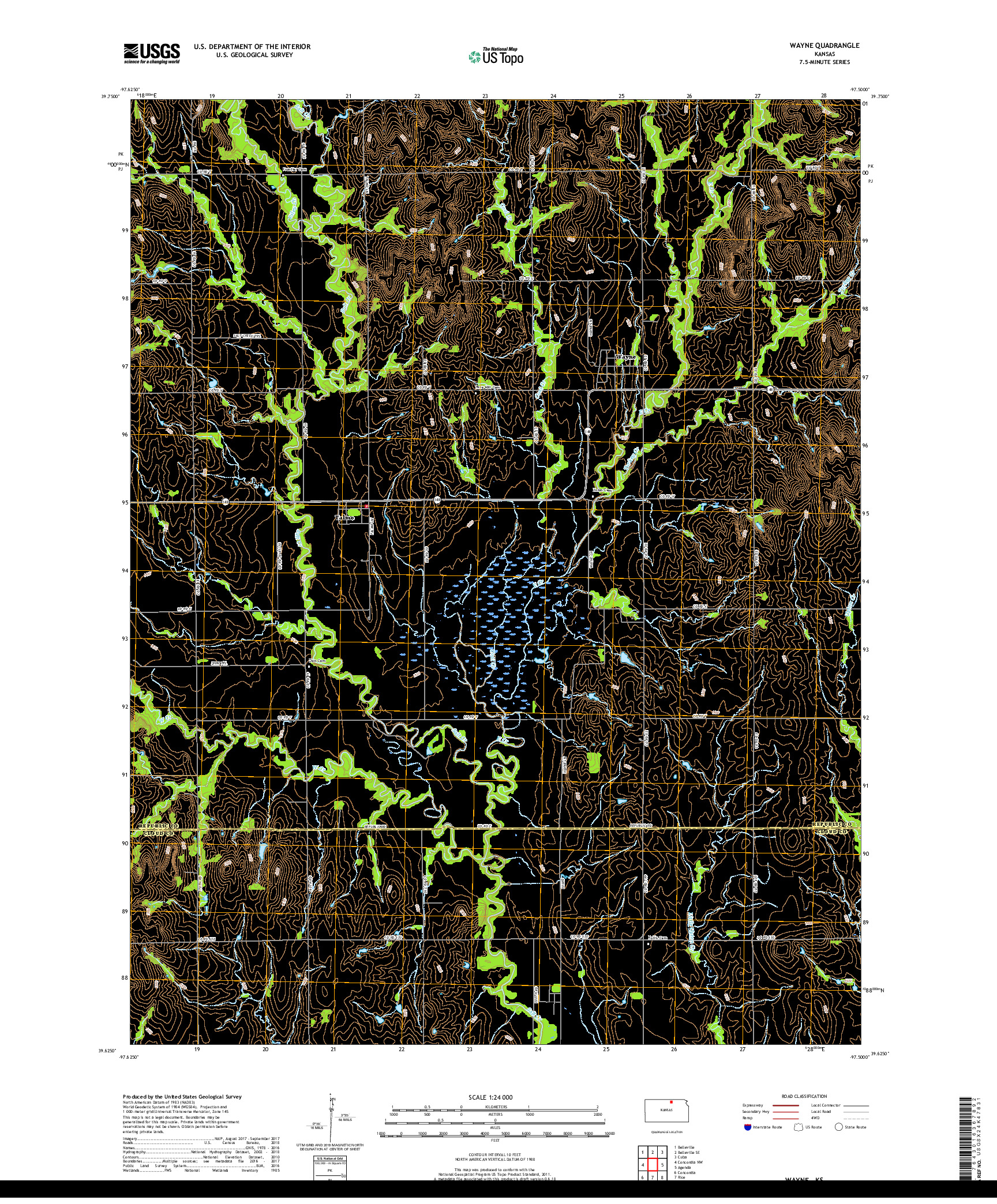 USGS US TOPO 7.5-MINUTE MAP FOR WAYNE, KS 2018