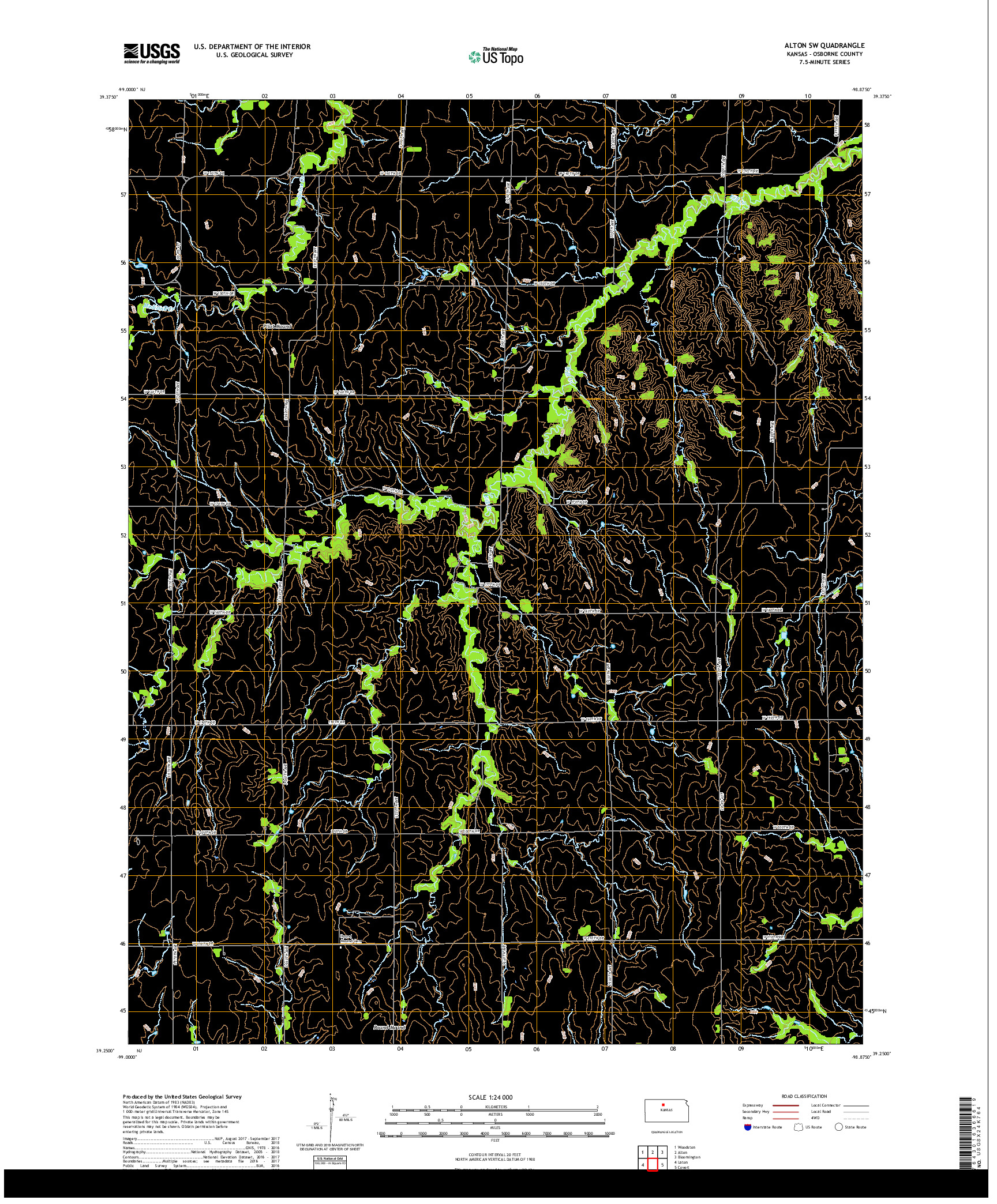 USGS US TOPO 7.5-MINUTE MAP FOR ALTON SW, KS 2018