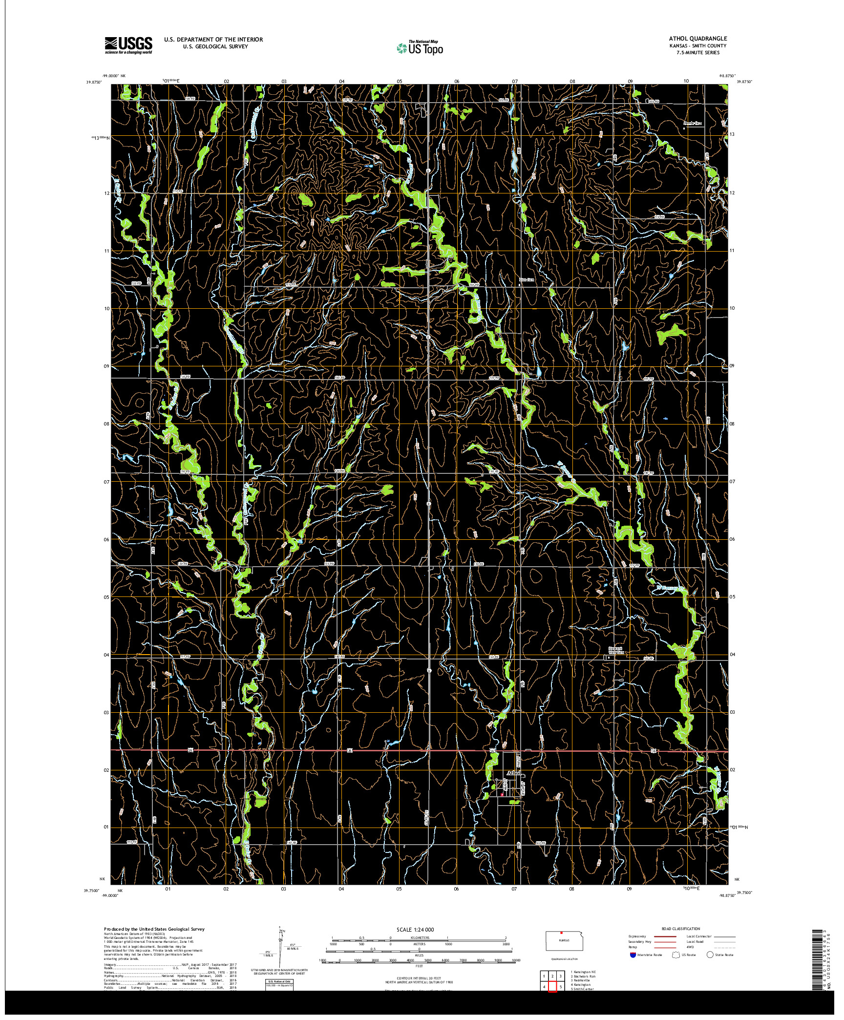 USGS US TOPO 7.5-MINUTE MAP FOR ATHOL, KS 2018