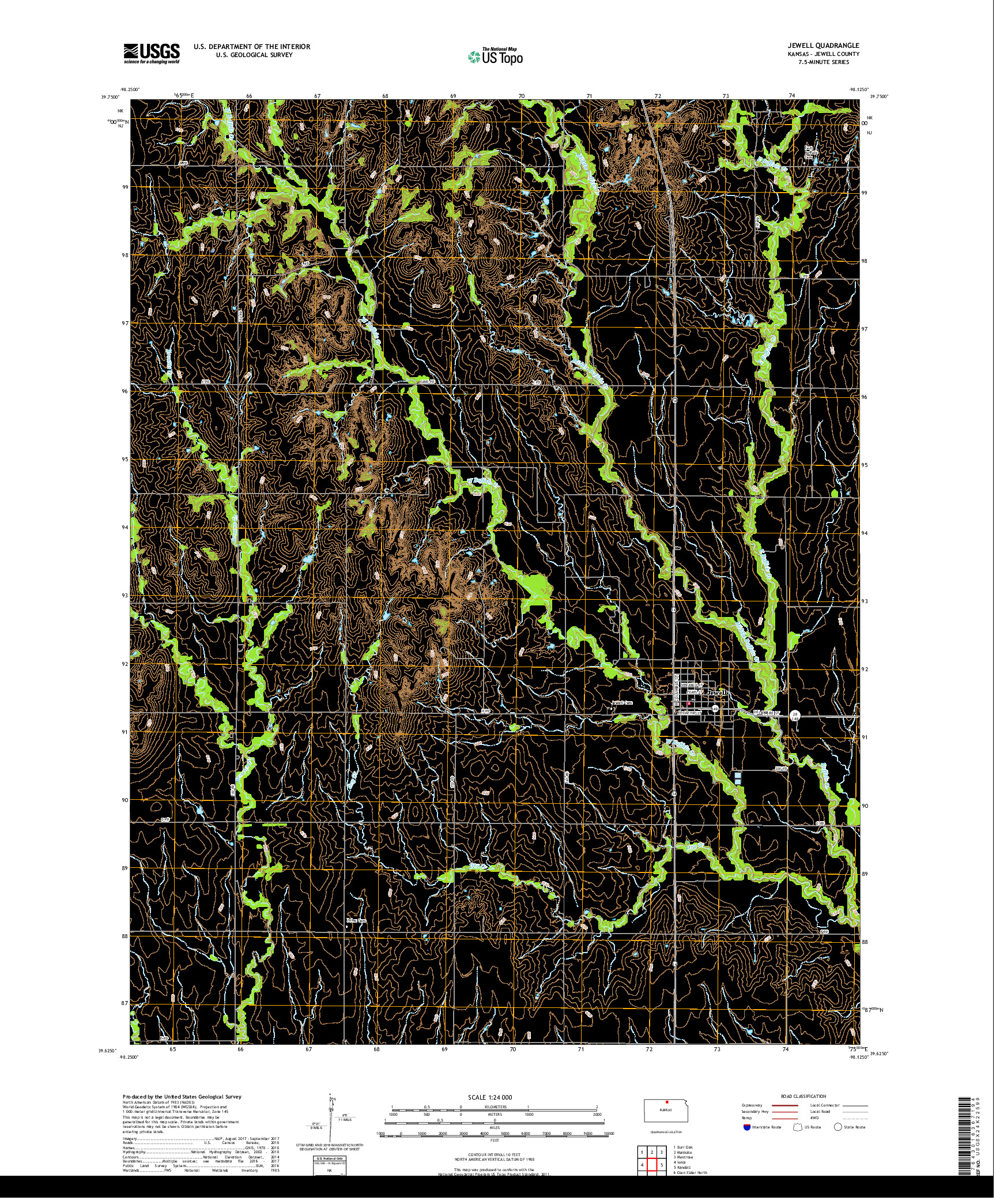 USGS US TOPO 7.5-MINUTE MAP FOR JEWELL, KS 2018