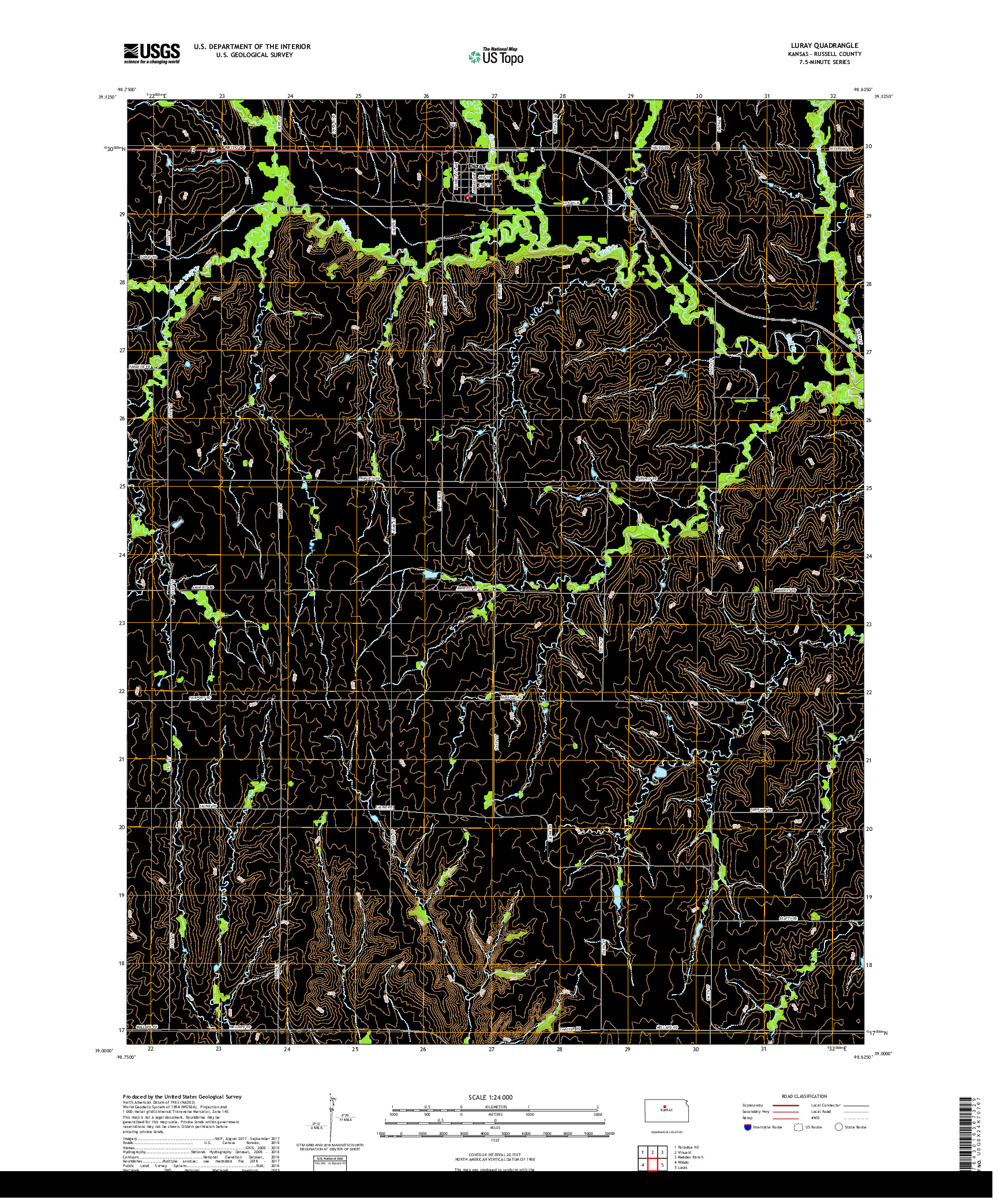 USGS US TOPO 7.5-MINUTE MAP FOR LURAY, KS 2018