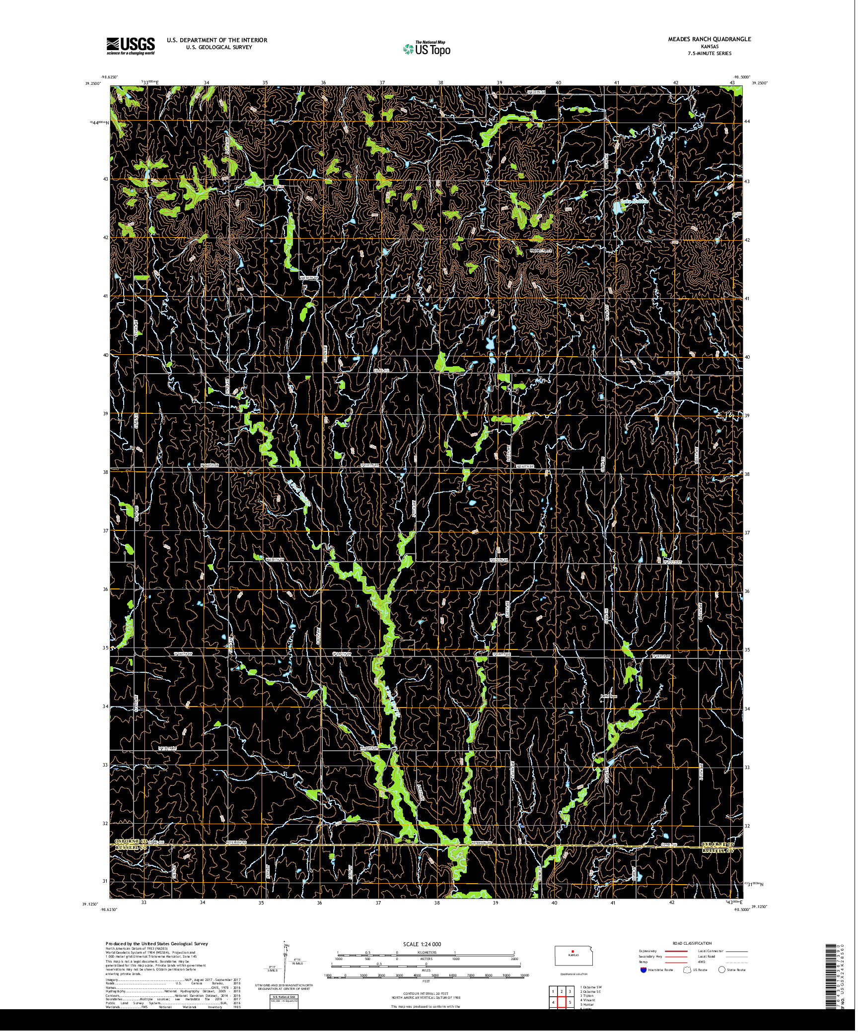 USGS US TOPO 7.5-MINUTE MAP FOR MEADES RANCH, KS 2018