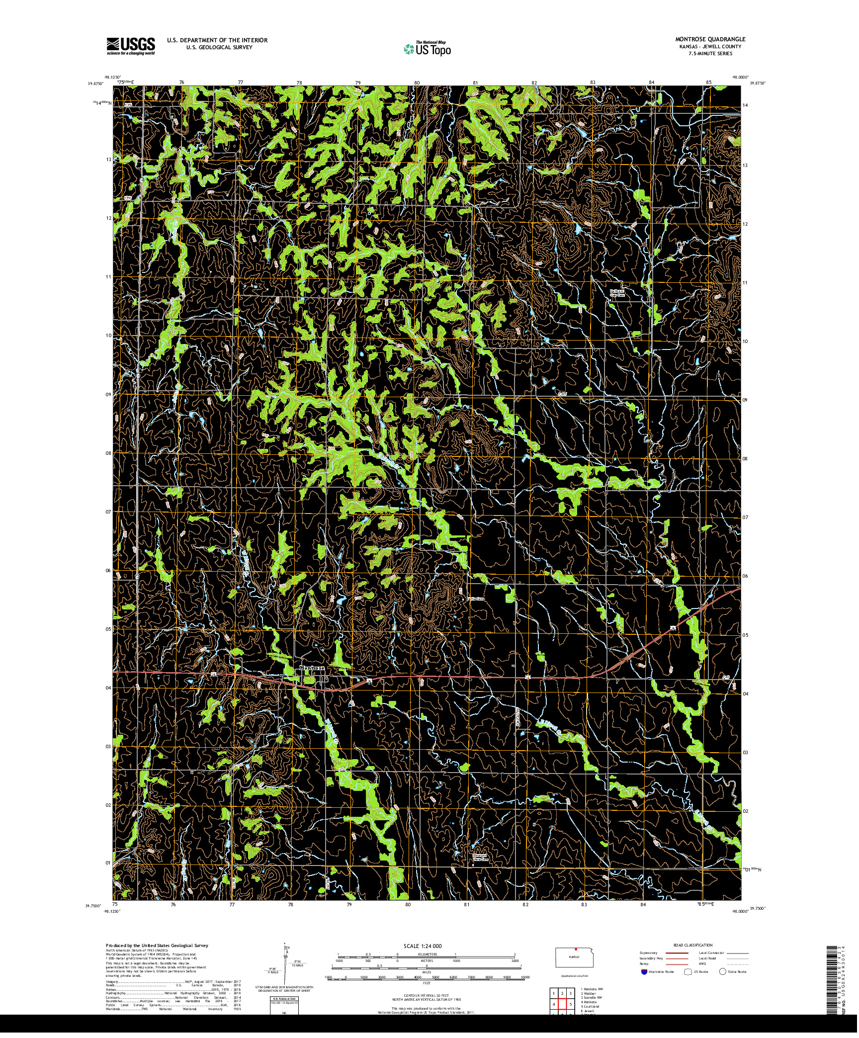 USGS US TOPO 7.5-MINUTE MAP FOR MONTROSE, KS 2018