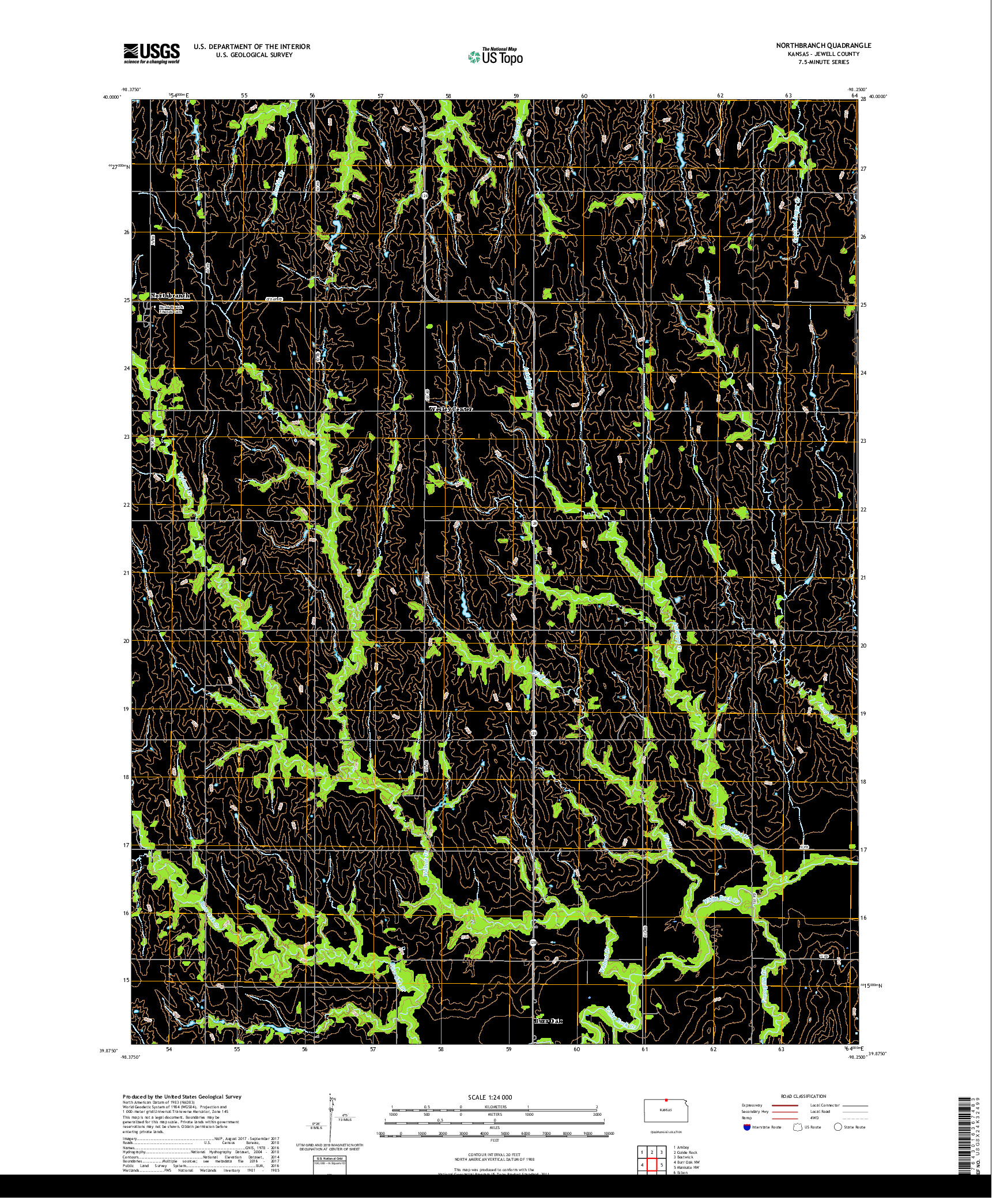 USGS US TOPO 7.5-MINUTE MAP FOR NORTHBRANCH, KS 2018