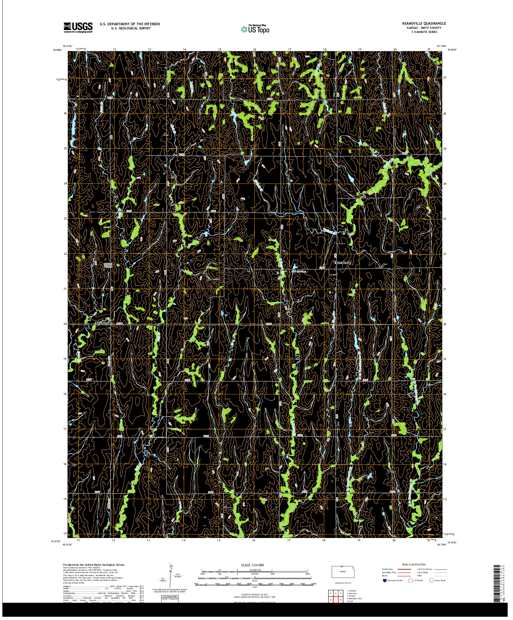 USGS US TOPO 7.5-MINUTE MAP FOR REAMSVILLE, KS 2018