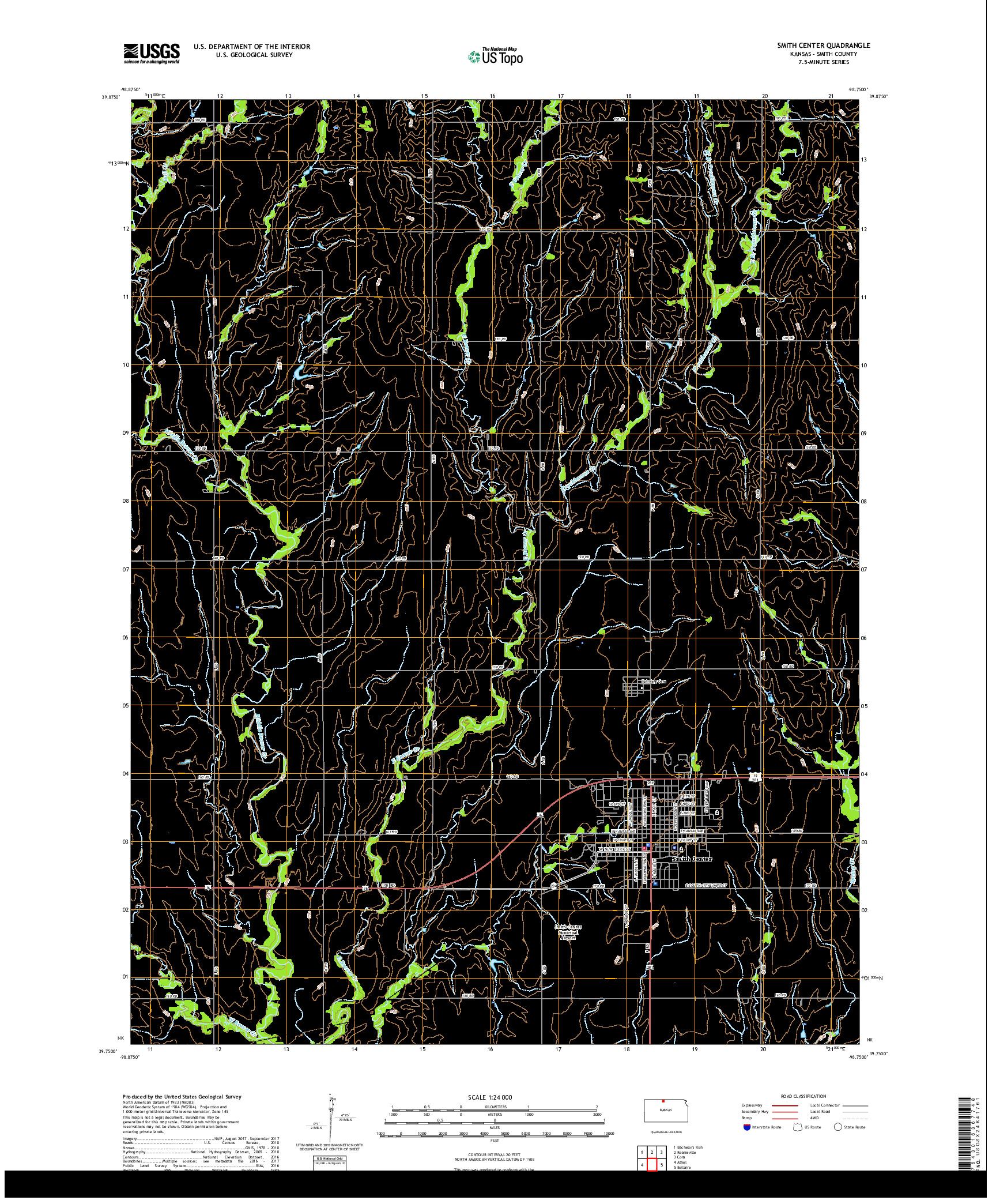 USGS US TOPO 7.5-MINUTE MAP FOR SMITH CENTER, KS 2018