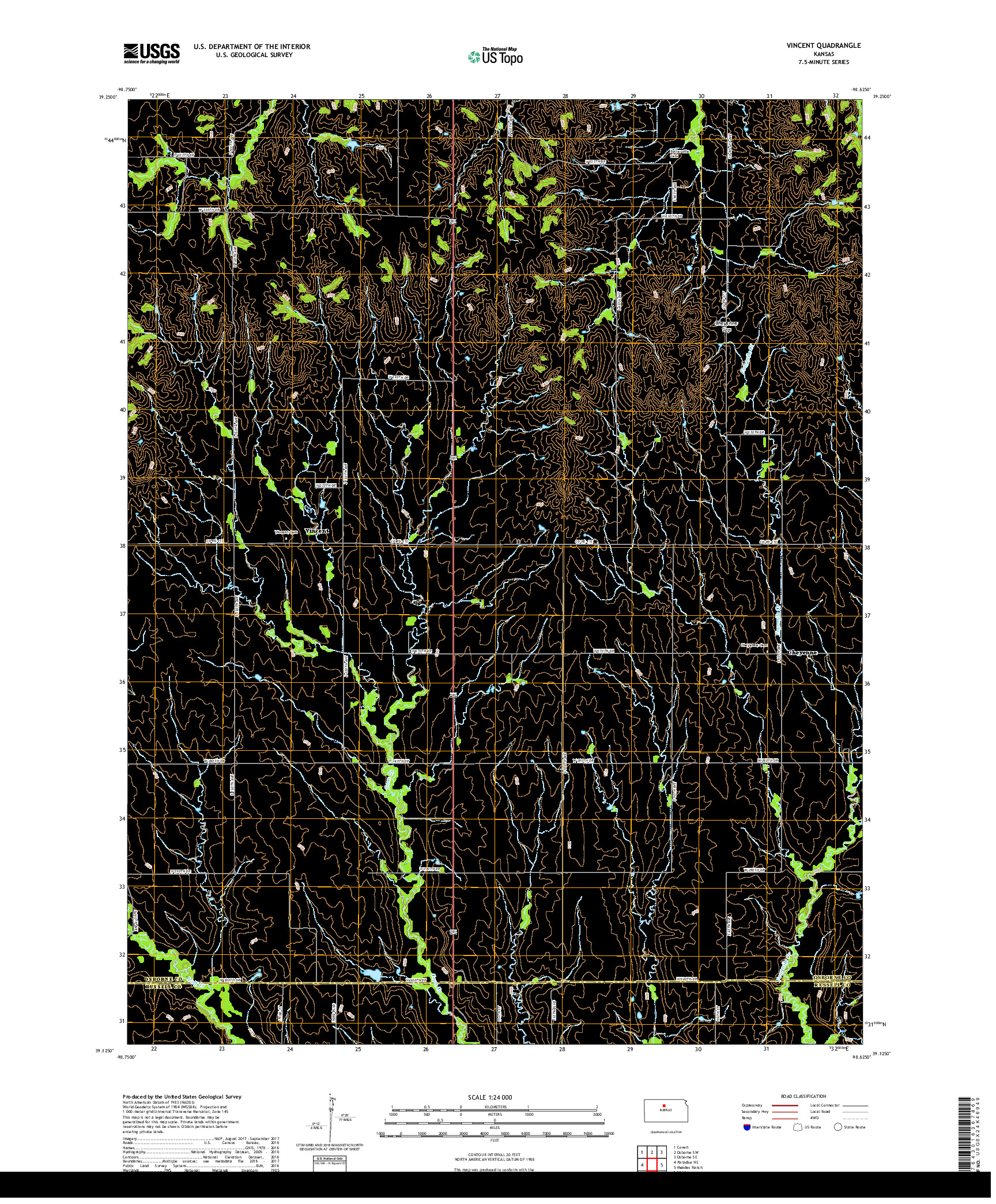 USGS US TOPO 7.5-MINUTE MAP FOR VINCENT, KS 2018