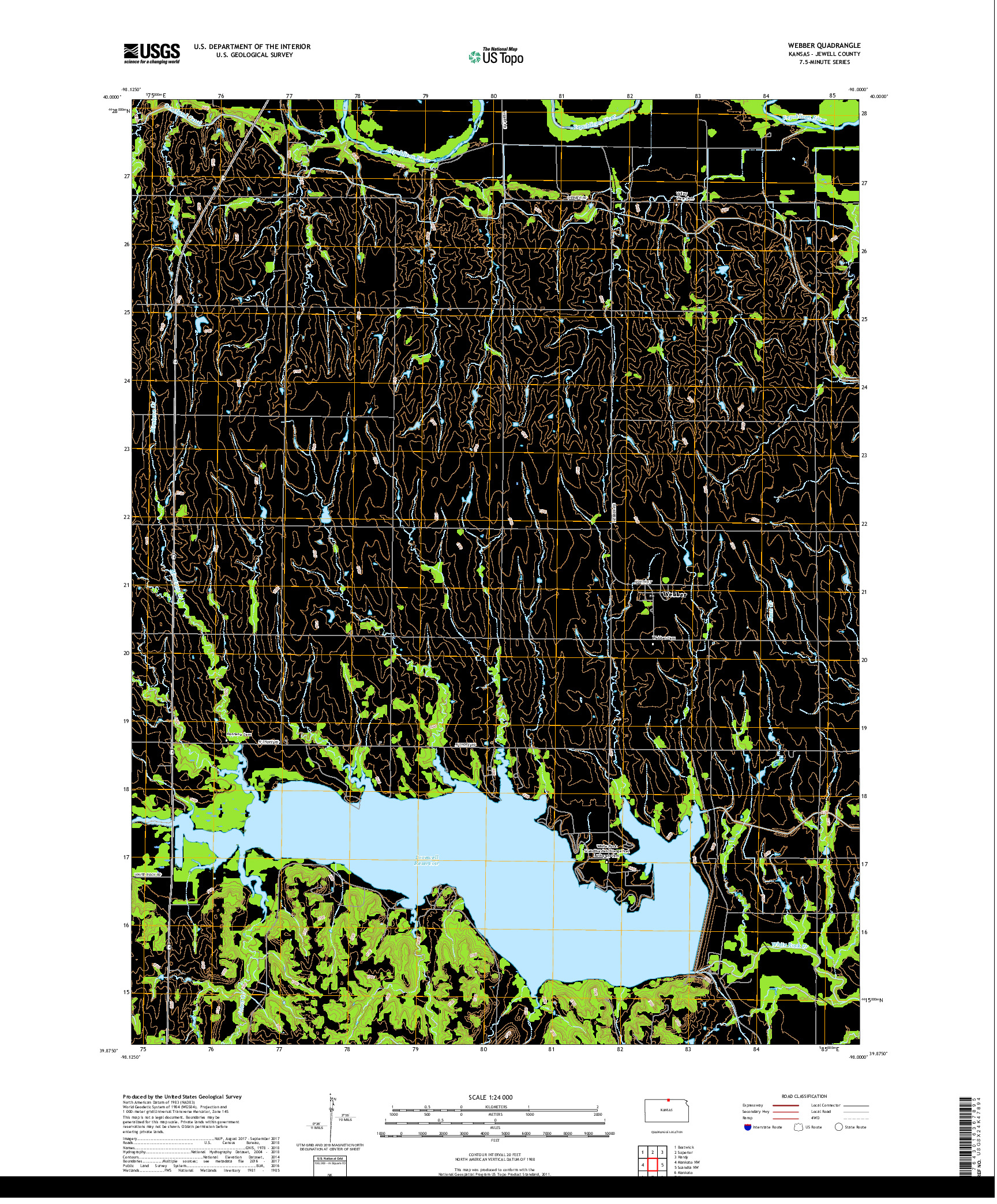 USGS US TOPO 7.5-MINUTE MAP FOR WEBBER, KS 2018