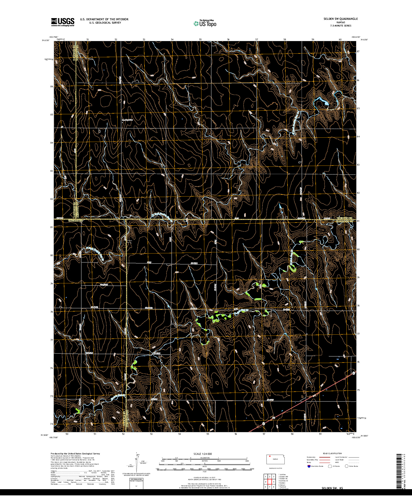 USGS US TOPO 7.5-MINUTE MAP FOR SELDEN SW, KS 2018