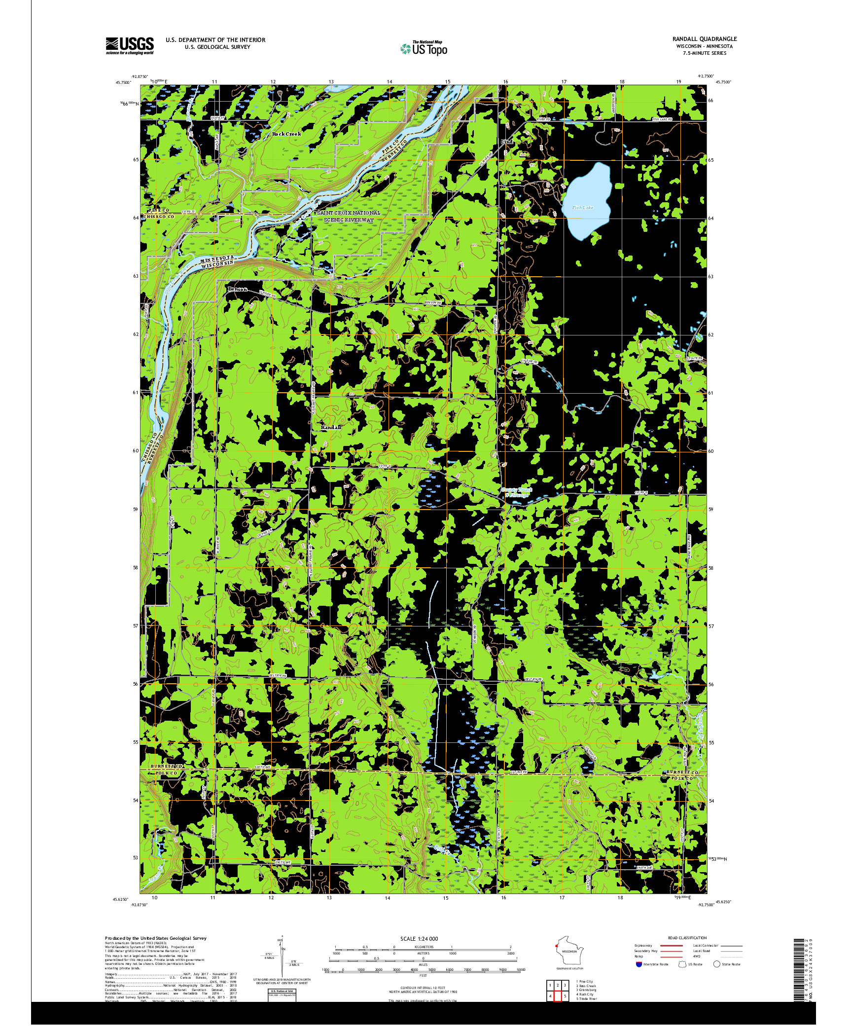 USGS US TOPO 7.5-MINUTE MAP FOR RANDALL, WI,MN 2019