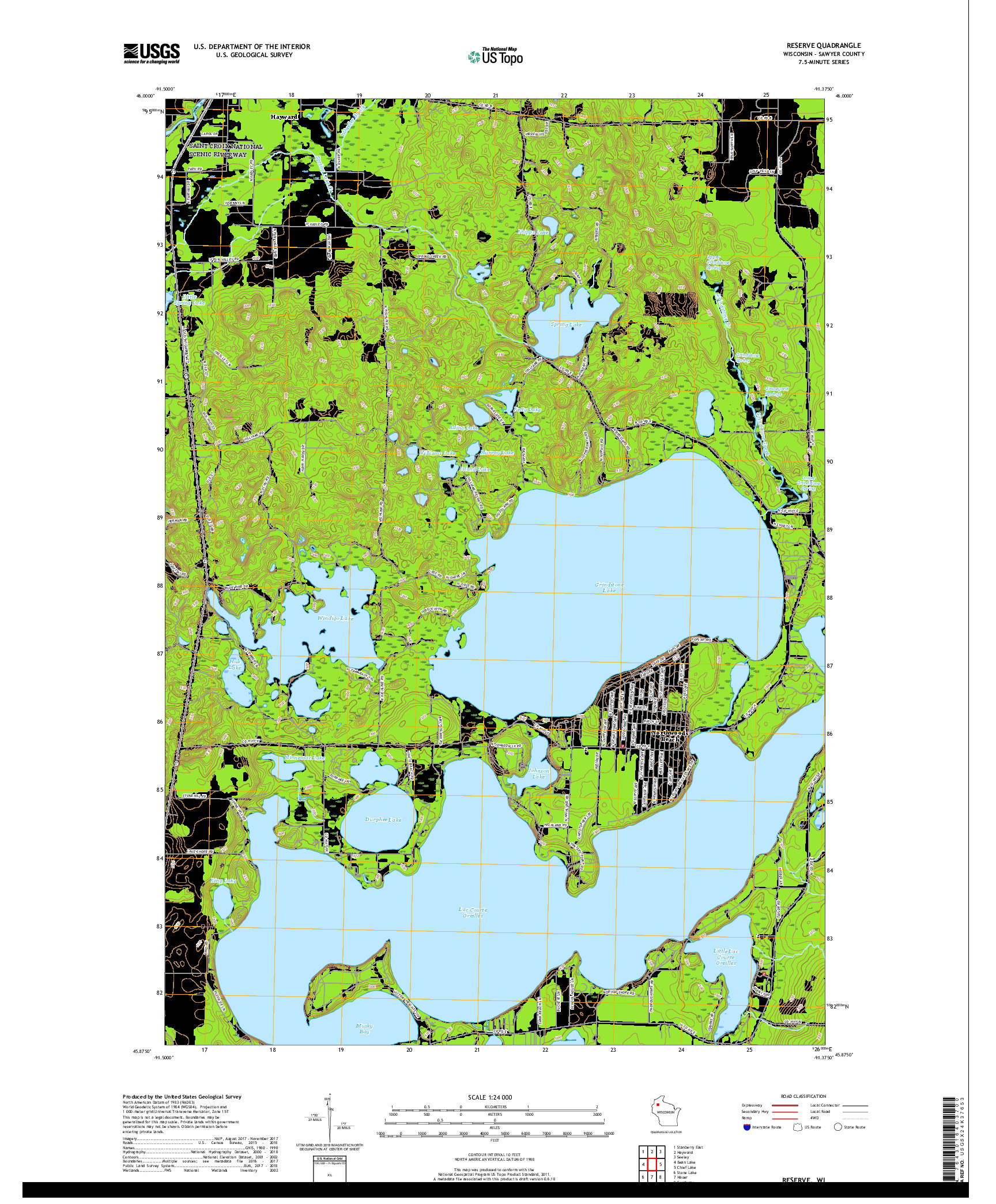 USGS US TOPO 7.5-MINUTE MAP FOR RESERVE, WI 2019