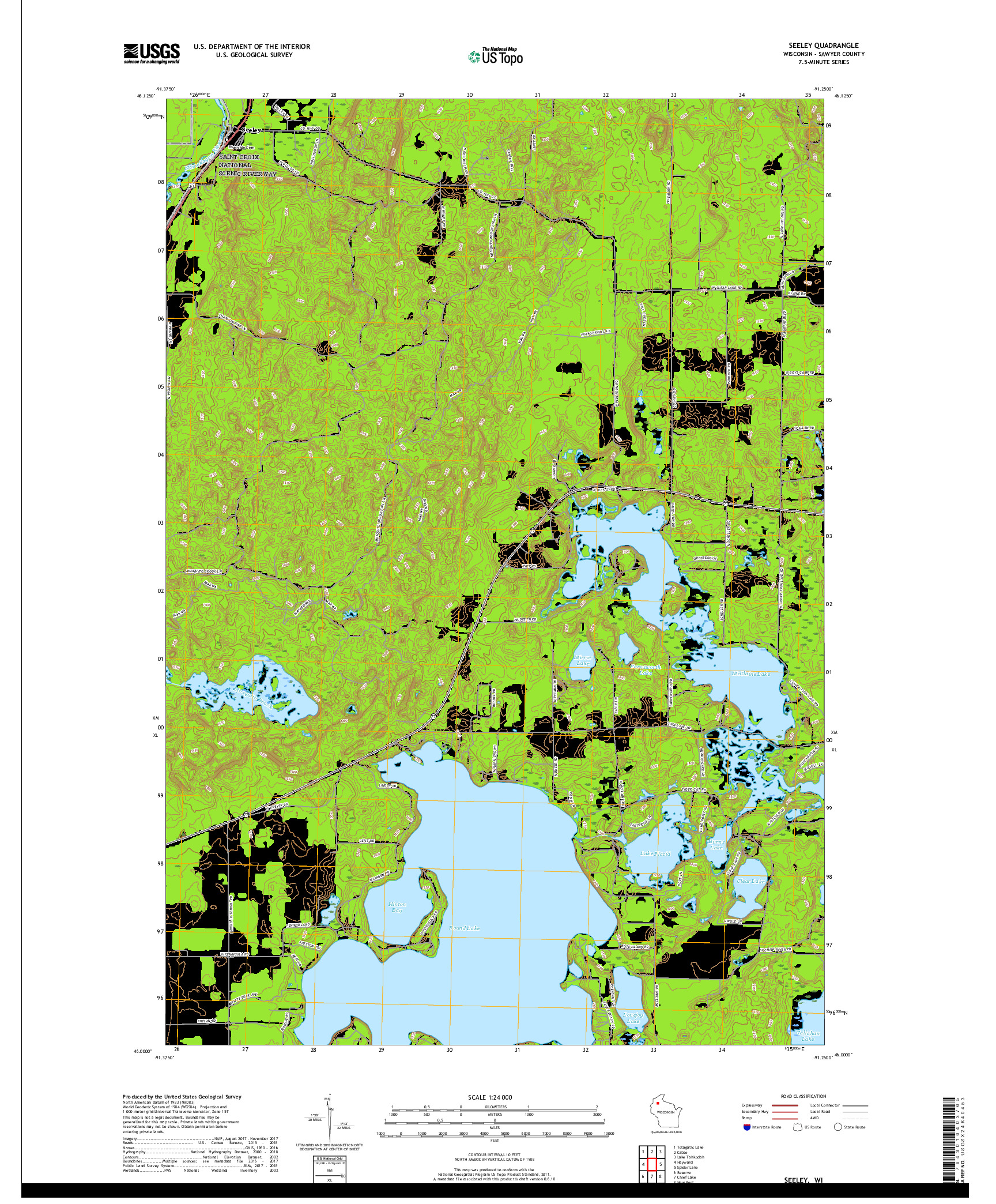 USGS US TOPO 7.5-MINUTE MAP FOR SEELEY, WI 2019