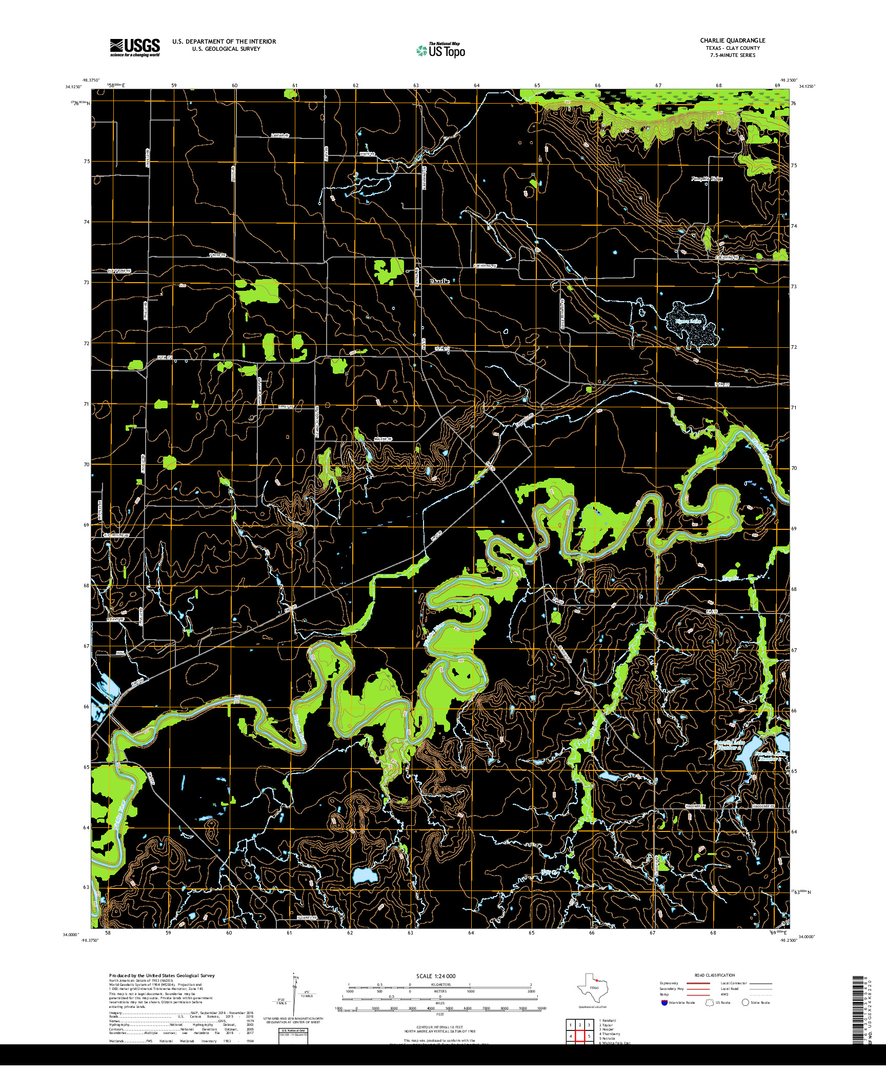 USGS US TOPO 7.5-MINUTE MAP FOR CHARLIE, TX 2019