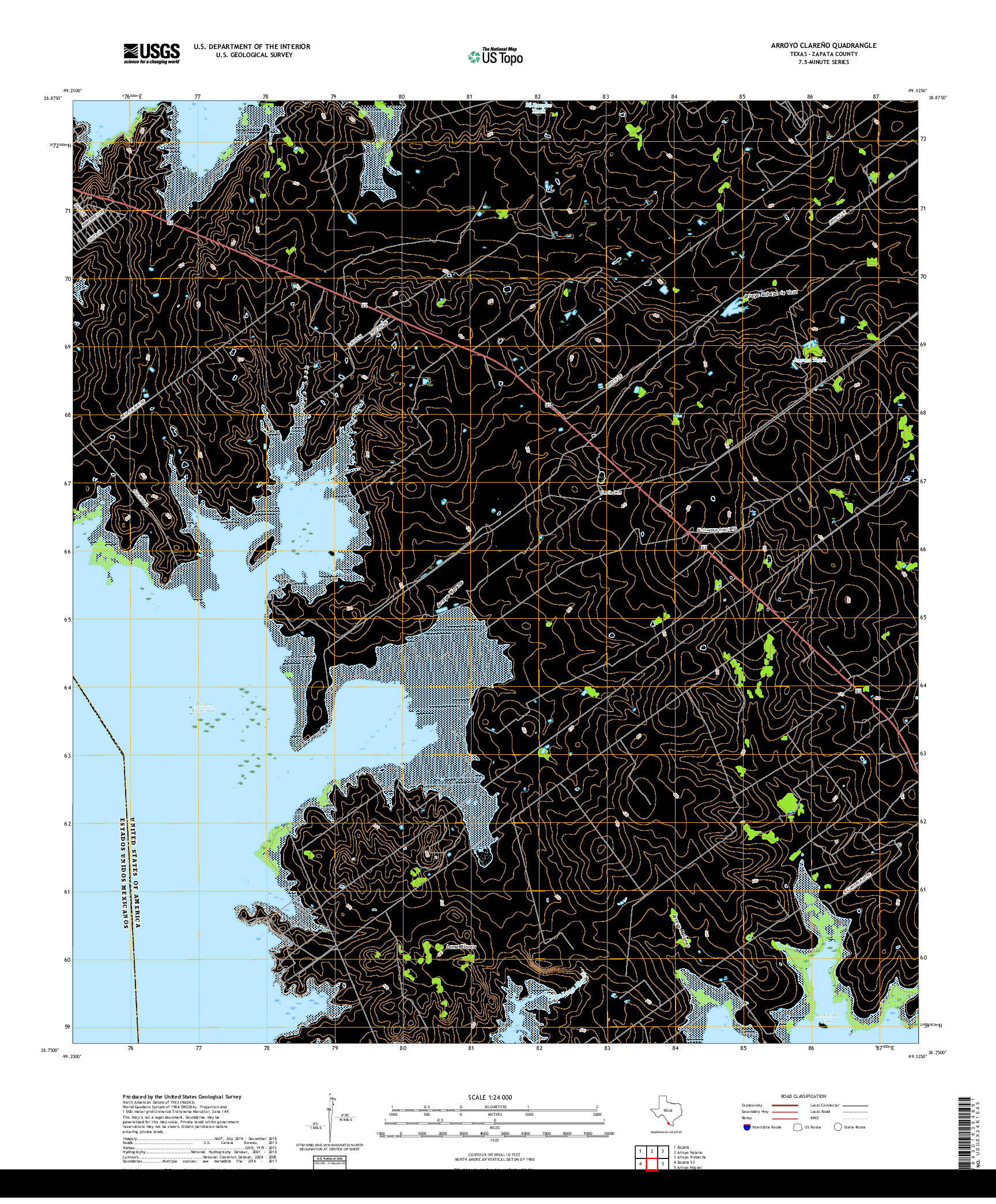 USGS US TOPO 7.5-MINUTE MAP FOR ARROYO CLARENO, TX,TAM 2019