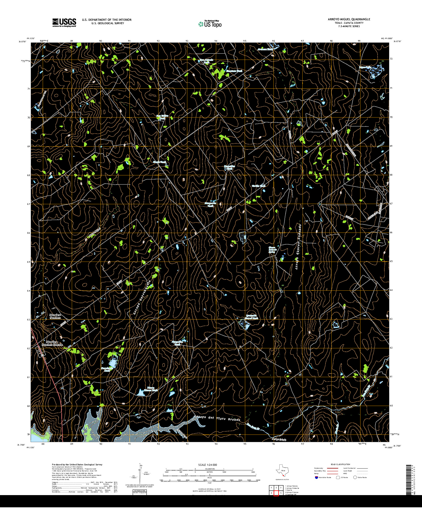 USGS US TOPO 7.5-MINUTE MAP FOR ARROYO MIGUEL, TX 2019