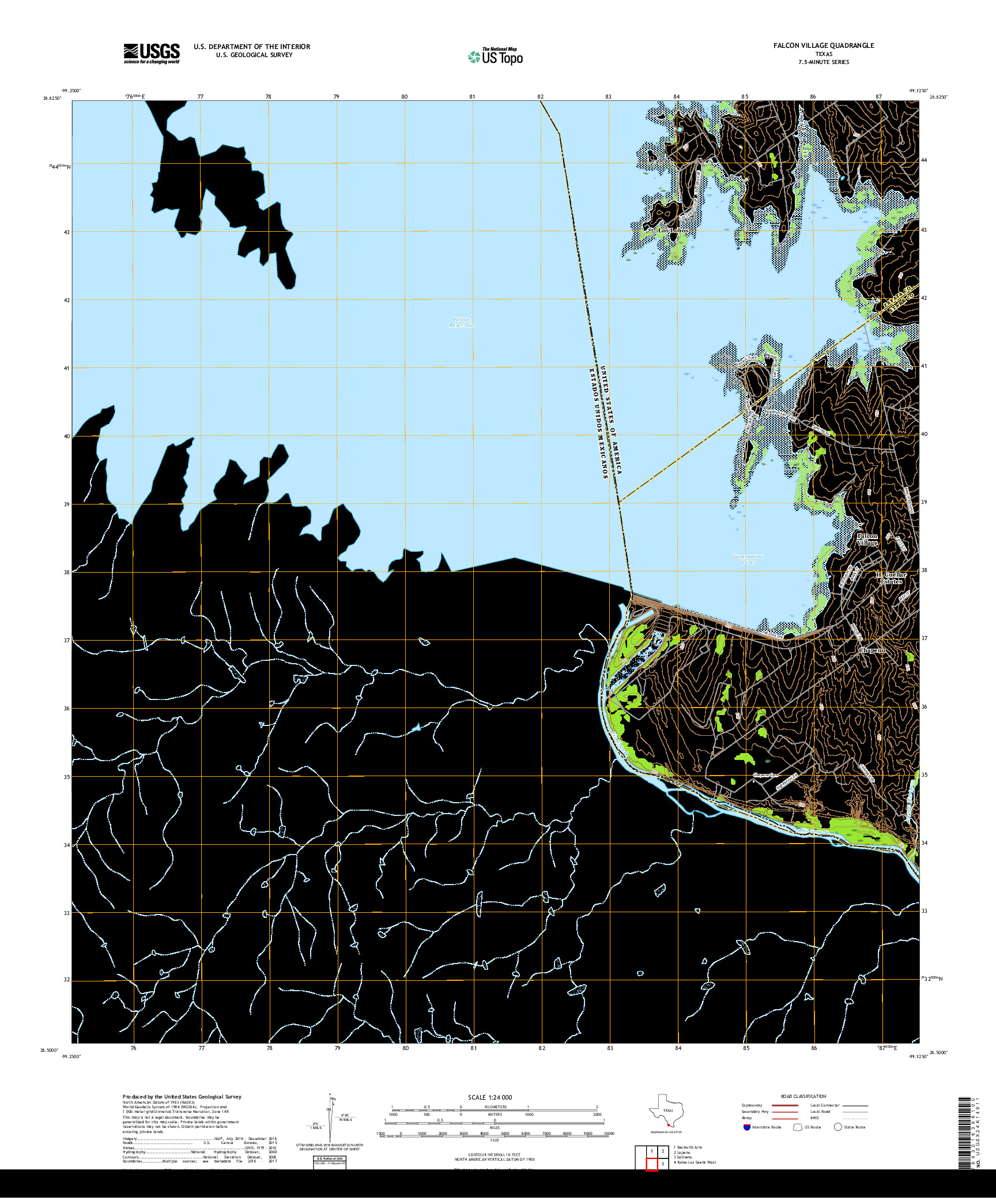 USGS US TOPO 7.5-MINUTE MAP FOR FALCON VILLAGE, TX,TAM 2019