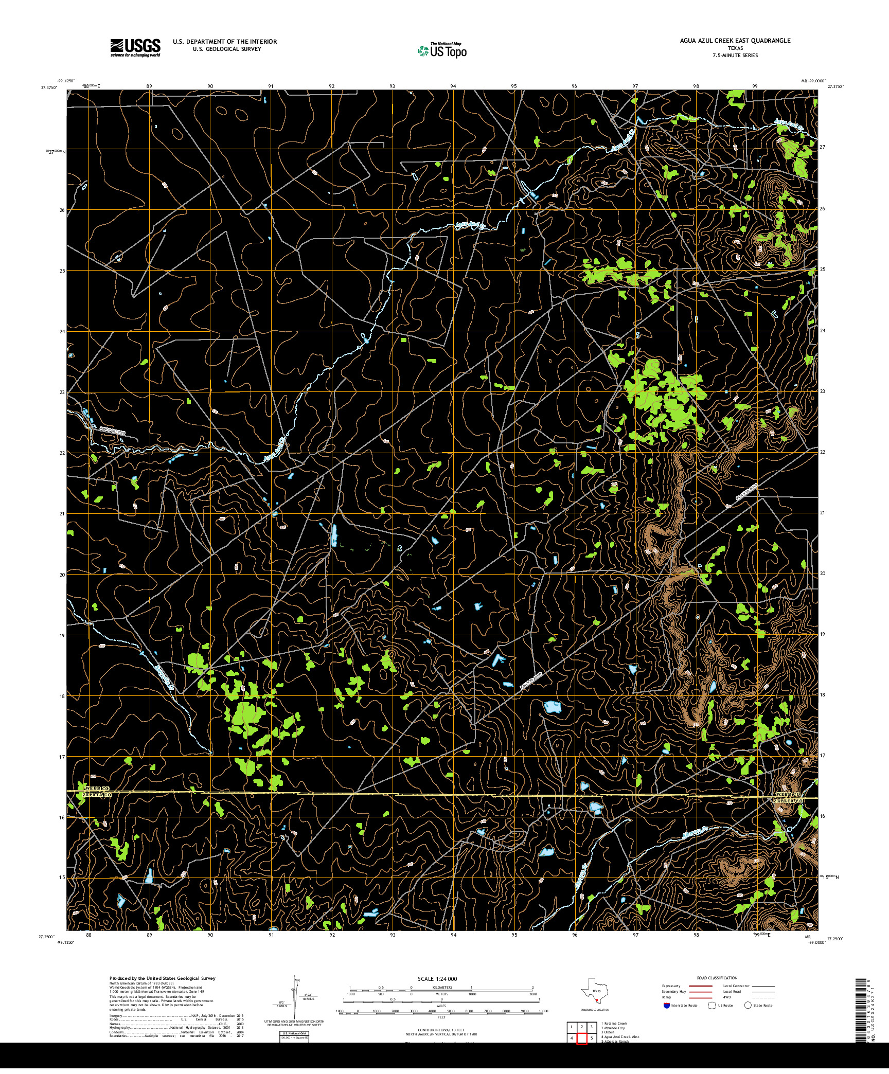 USGS US TOPO 7.5-MINUTE MAP FOR AGUA AZUL CREEK EAST, TX 2019