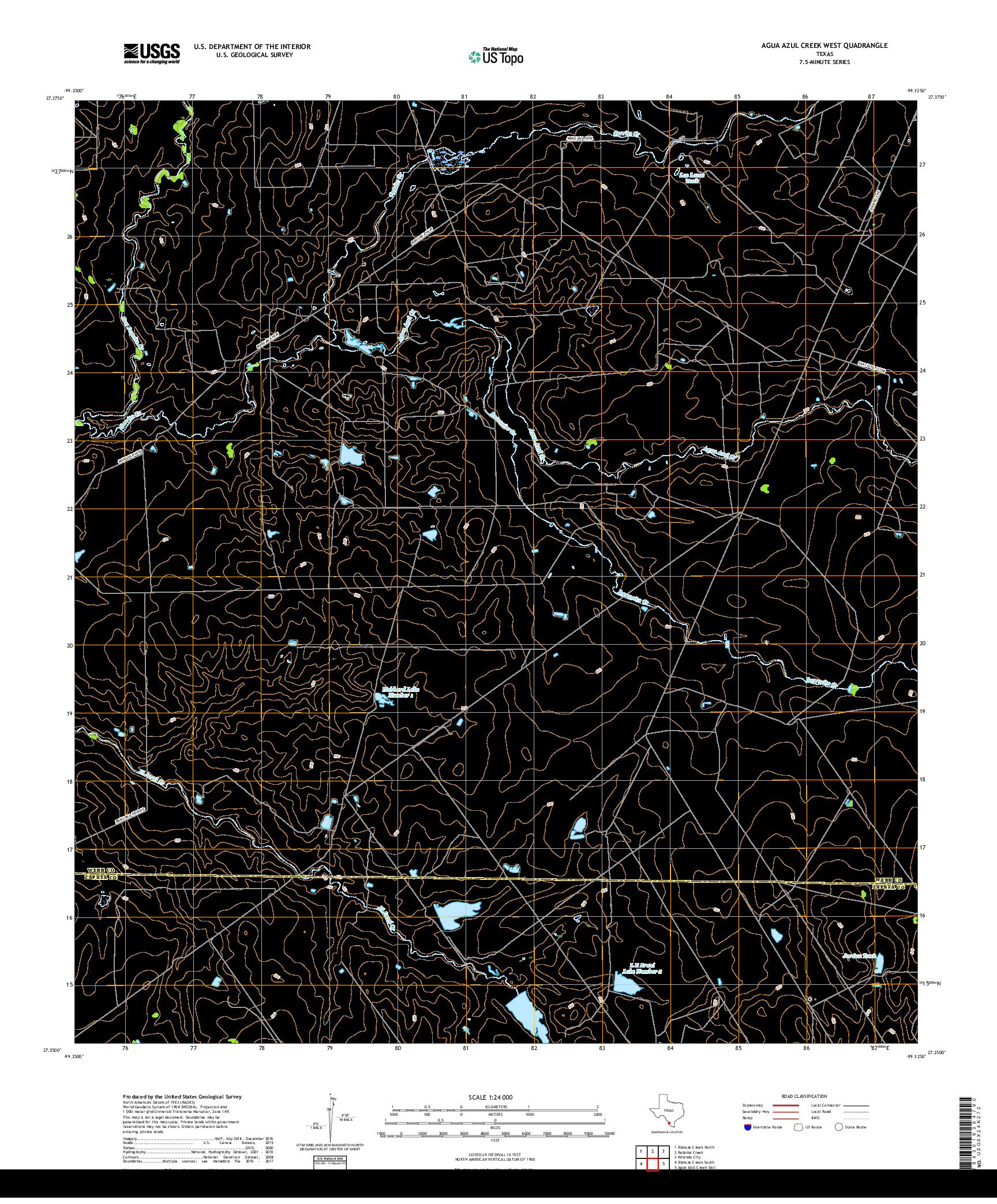 USGS US TOPO 7.5-MINUTE MAP FOR AGUA AZUL CREEK WEST, TX 2019