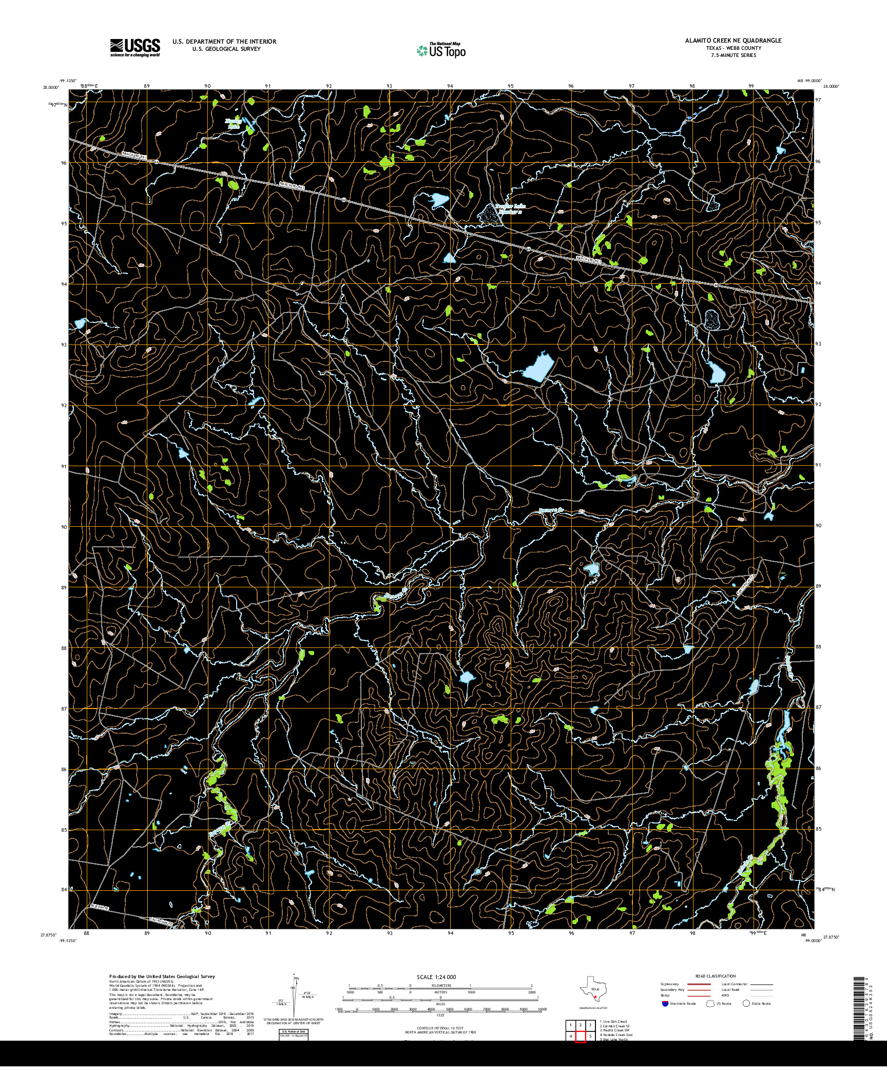 USGS US TOPO 7.5-MINUTE MAP FOR ALAMITO CREEK NE, TX 2019