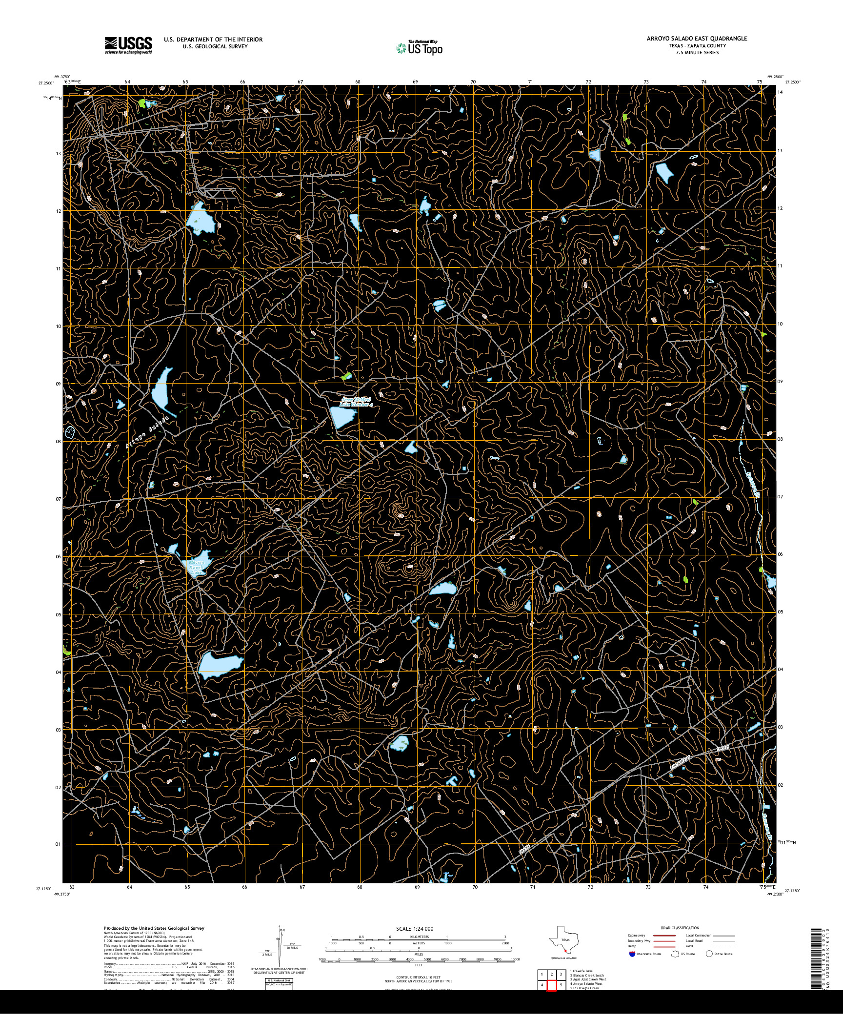 USGS US TOPO 7.5-MINUTE MAP FOR ARROYO SALADO EAST, TX 2019