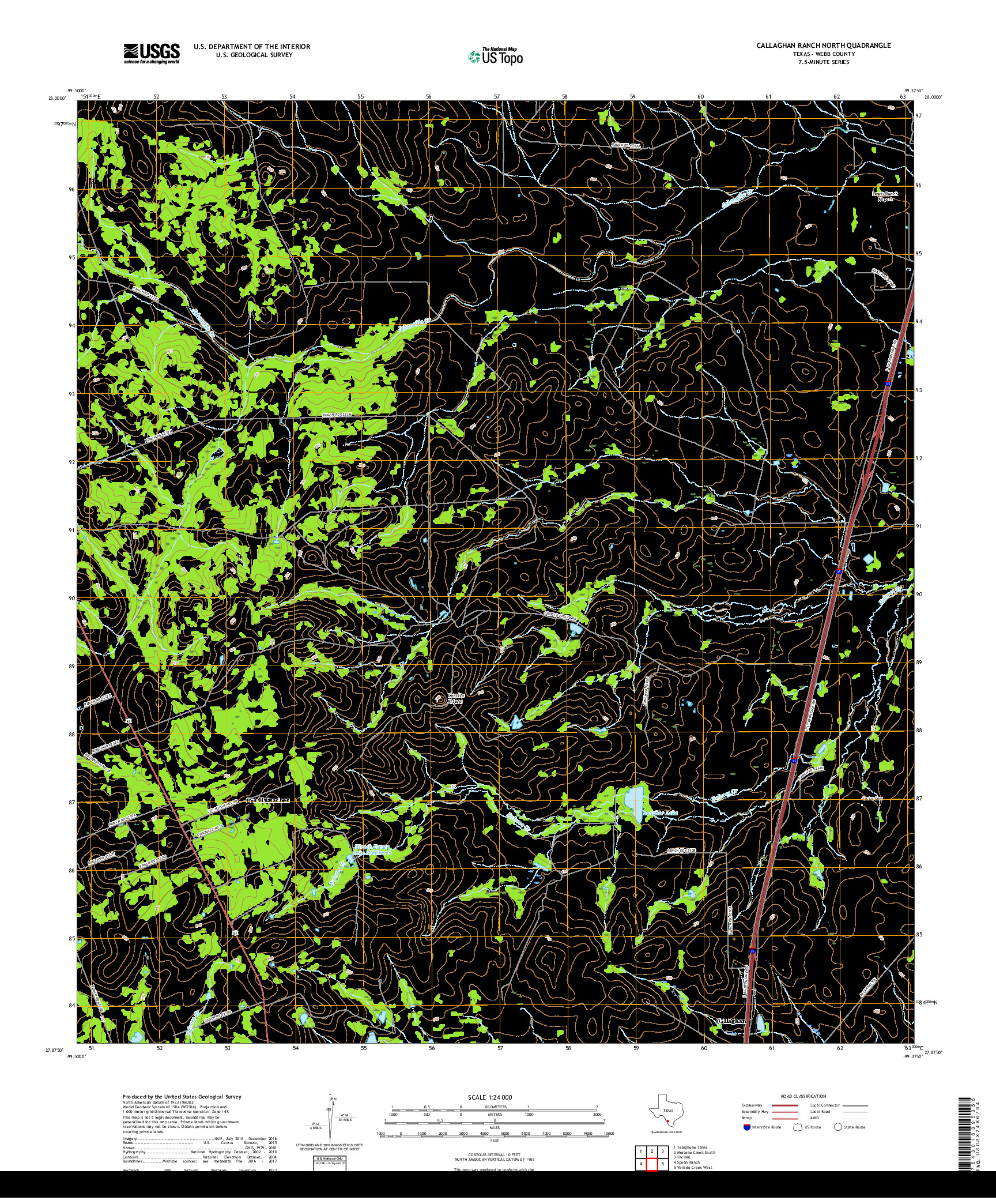 USGS US TOPO 7.5-MINUTE MAP FOR CALLAGHAN RANCH NORTH, TX 2019