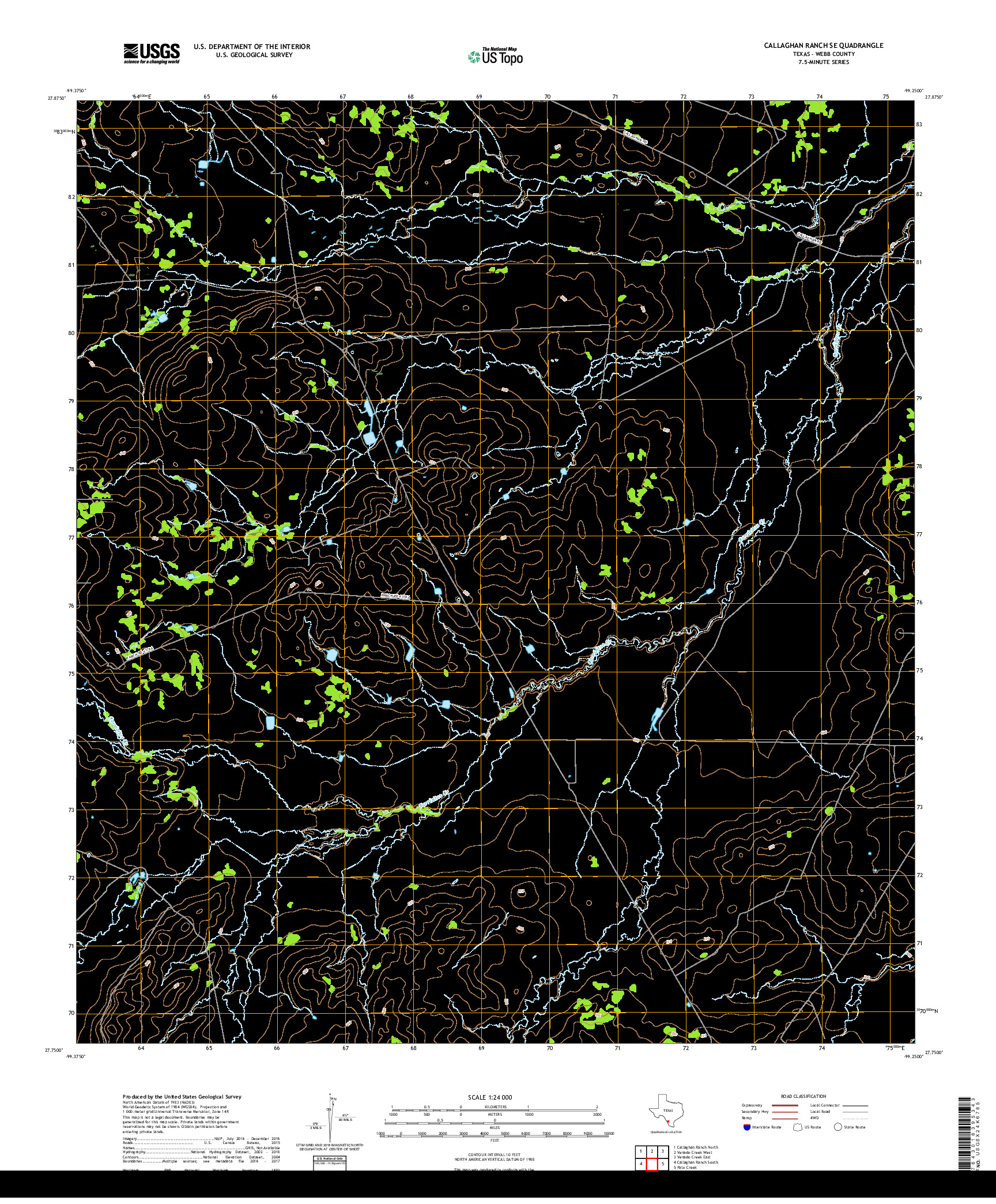 USGS US TOPO 7.5-MINUTE MAP FOR CALLAGHAN RANCH SE, TX 2019