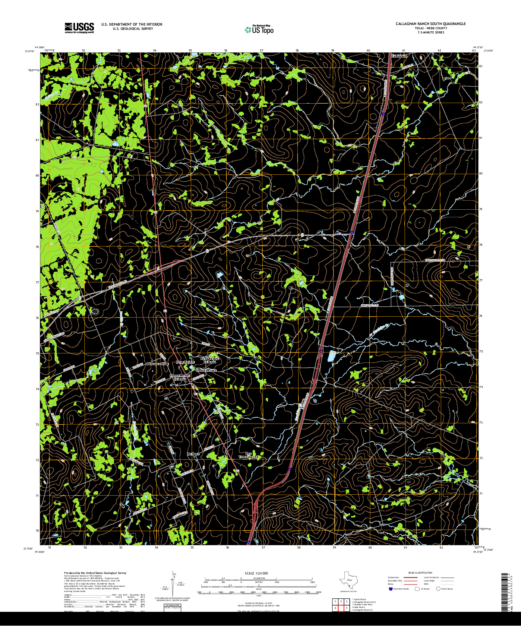 USGS US TOPO 7.5-MINUTE MAP FOR CALLAGHAN RANCH SOUTH, TX 2019