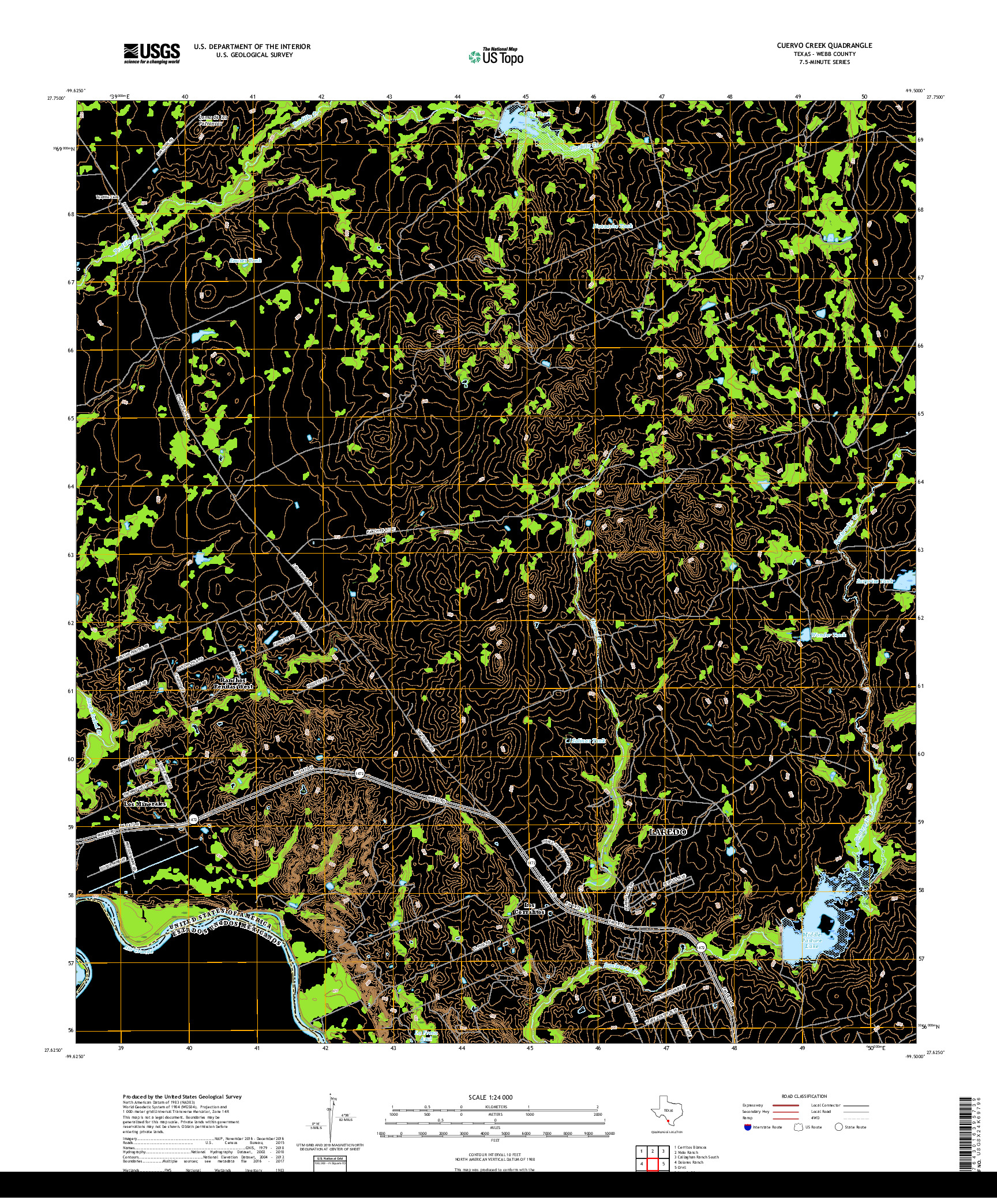 USGS US TOPO 7.5-MINUTE MAP FOR CUERVO CREEK, TX,TAM 2019