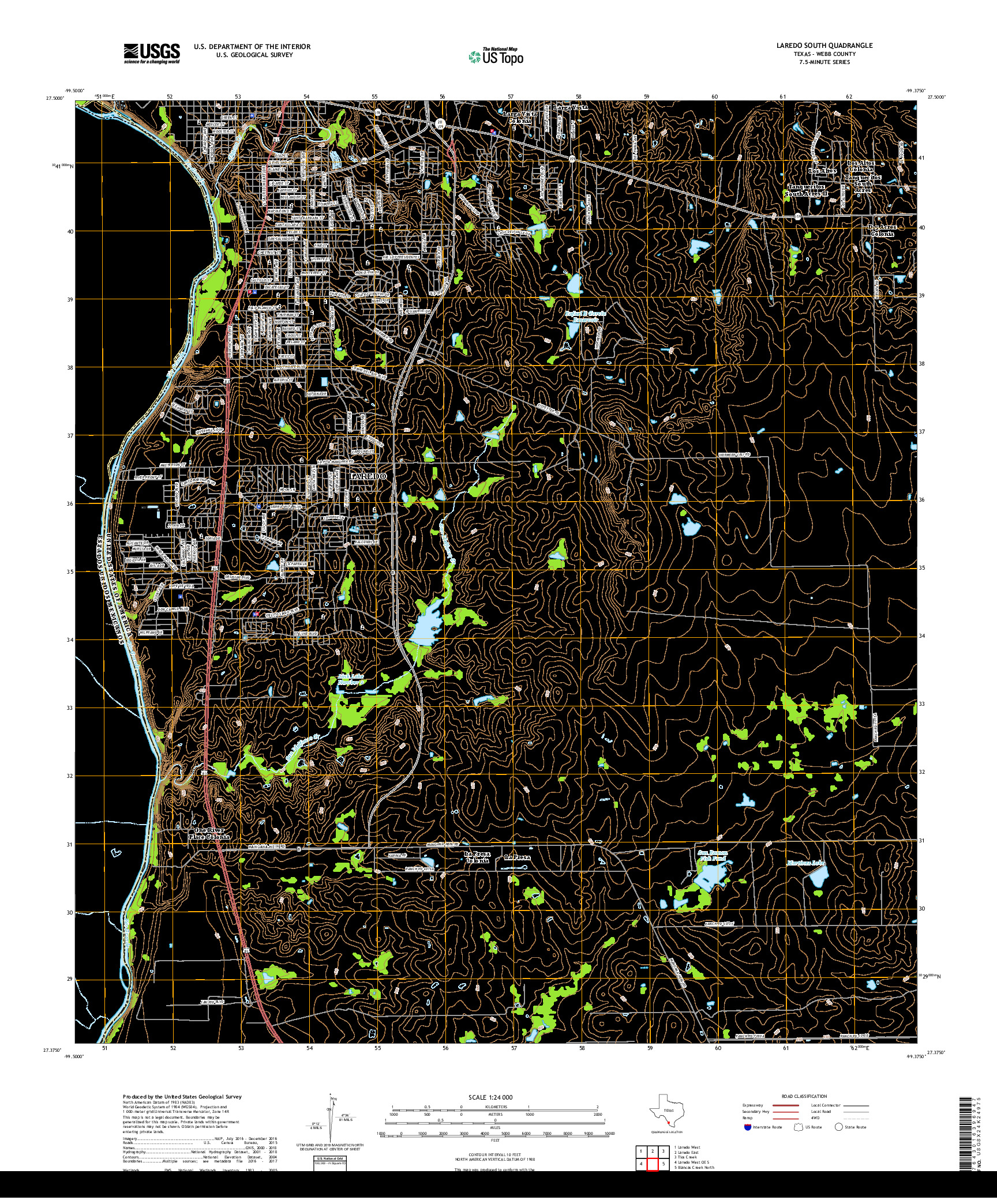 USGS US TOPO 7.5-MINUTE MAP FOR LAREDO SOUTH, TX,TAM 2019