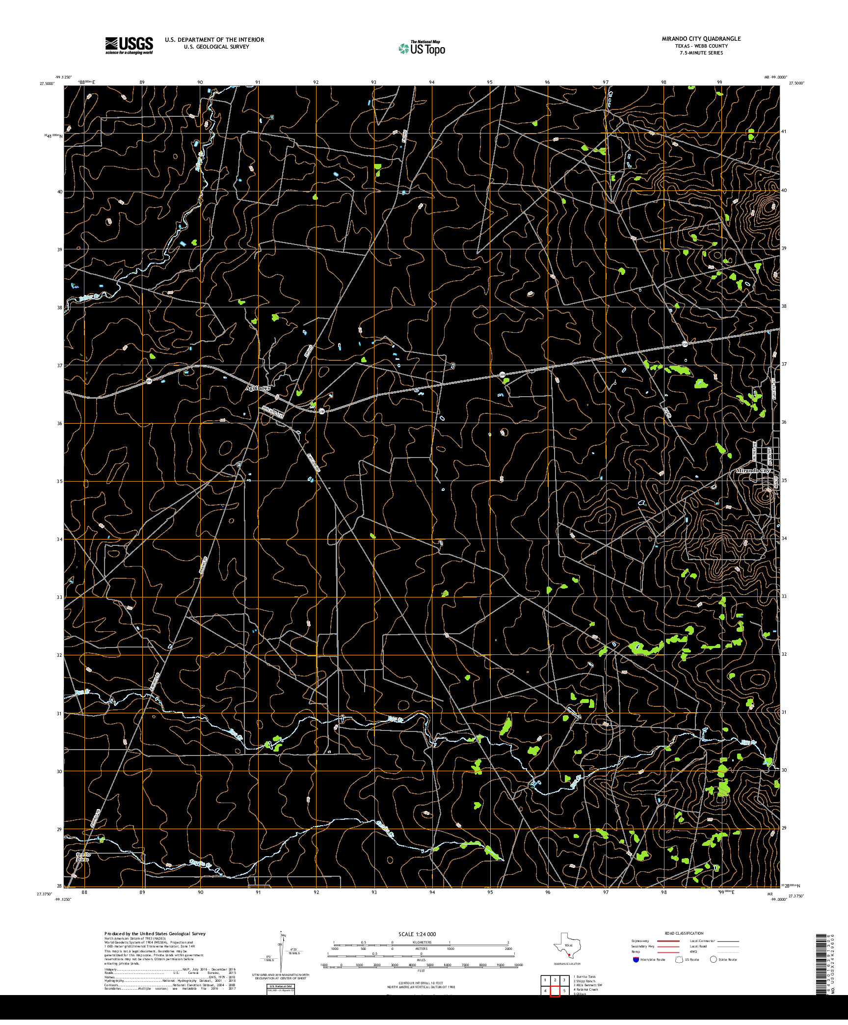 USGS US TOPO 7.5-MINUTE MAP FOR MIRANDO CITY, TX 2019