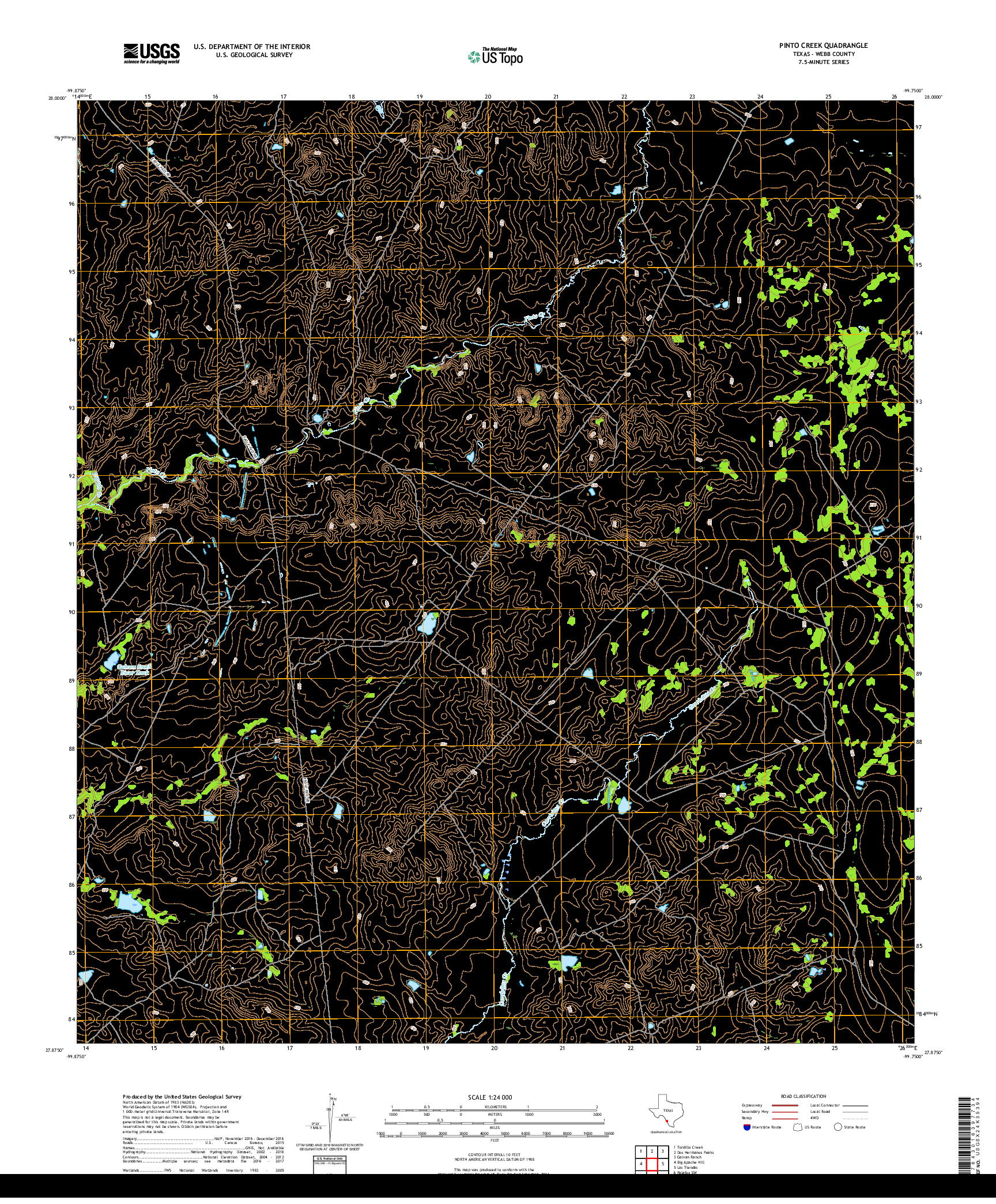 USGS US TOPO 7.5-MINUTE MAP FOR PINTO CREEK, TX 2019