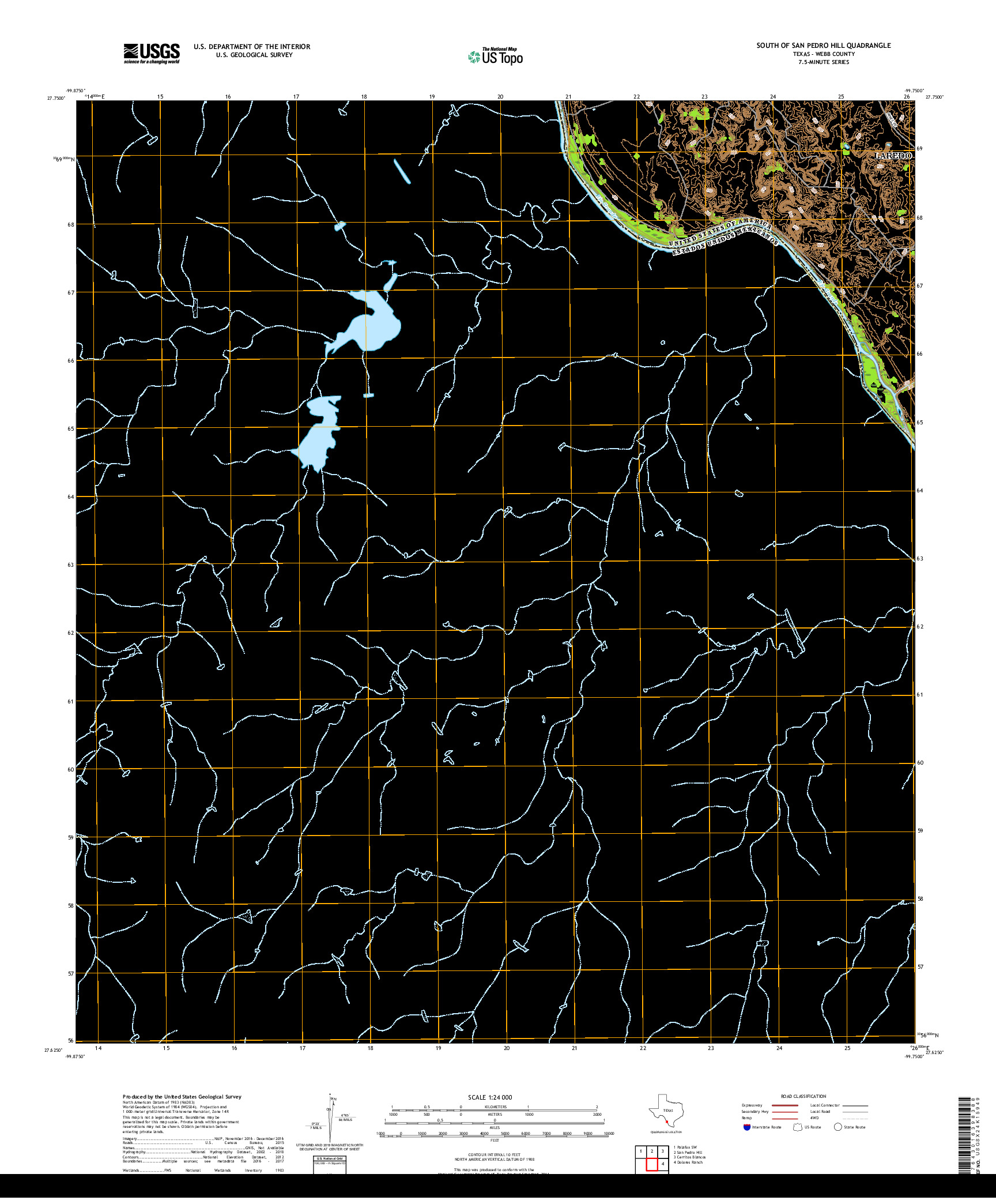 USGS US TOPO 7.5-MINUTE MAP FOR SOUTH OF SAN PEDRO HILL, TX,NLE,TAM,COA 2019