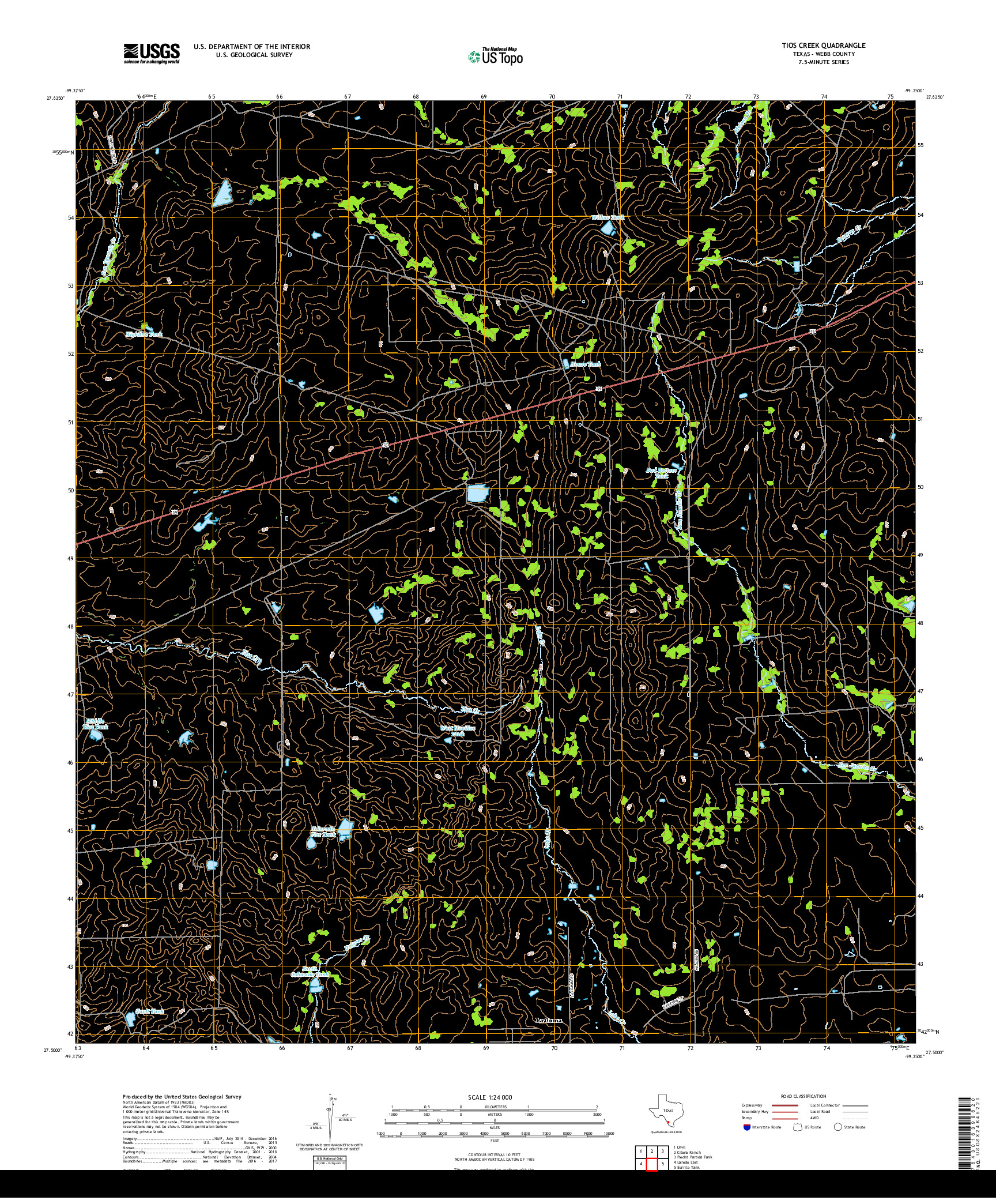 USGS US TOPO 7.5-MINUTE MAP FOR TIOS CREEK, TX 2019