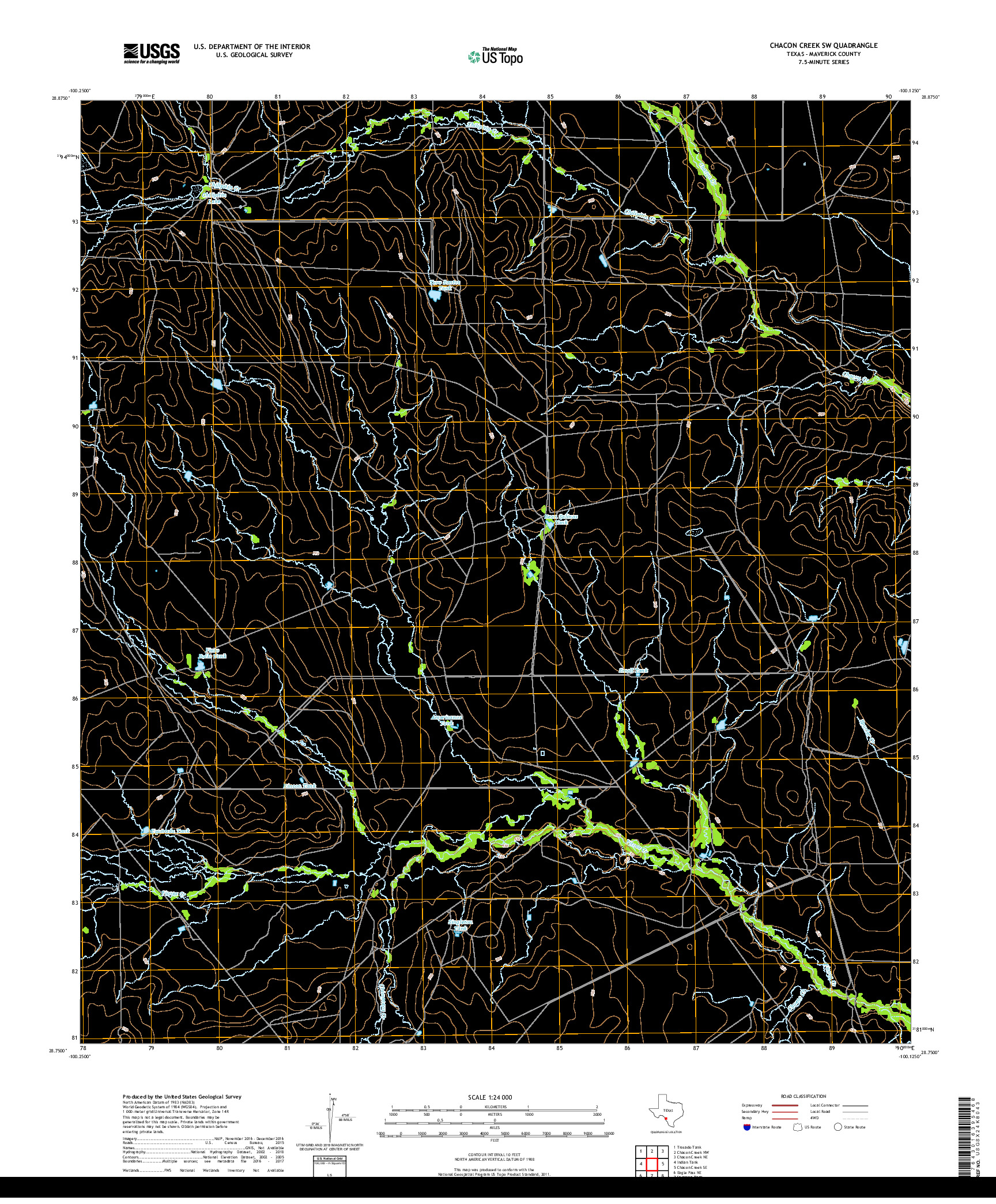 USGS US TOPO 7.5-MINUTE MAP FOR CHACON CREEK SW, TX 2019