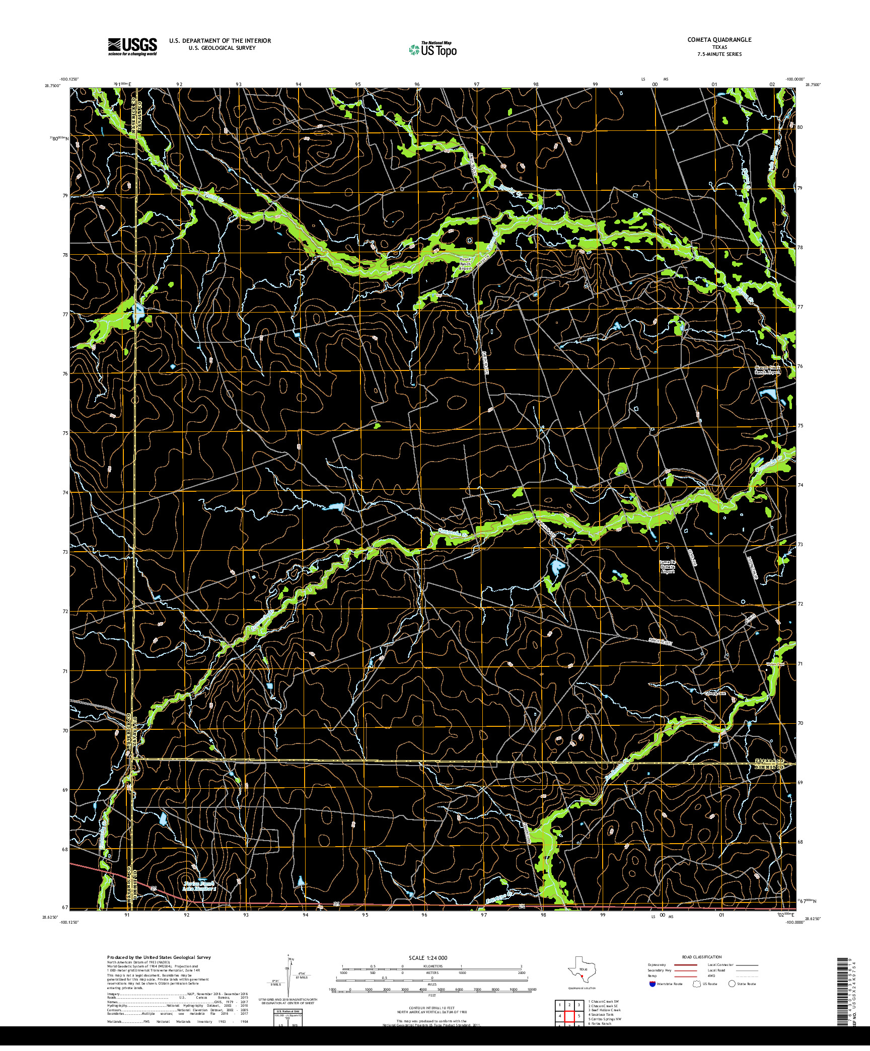 USGS US TOPO 7.5-MINUTE MAP FOR COMETA, TX 2019