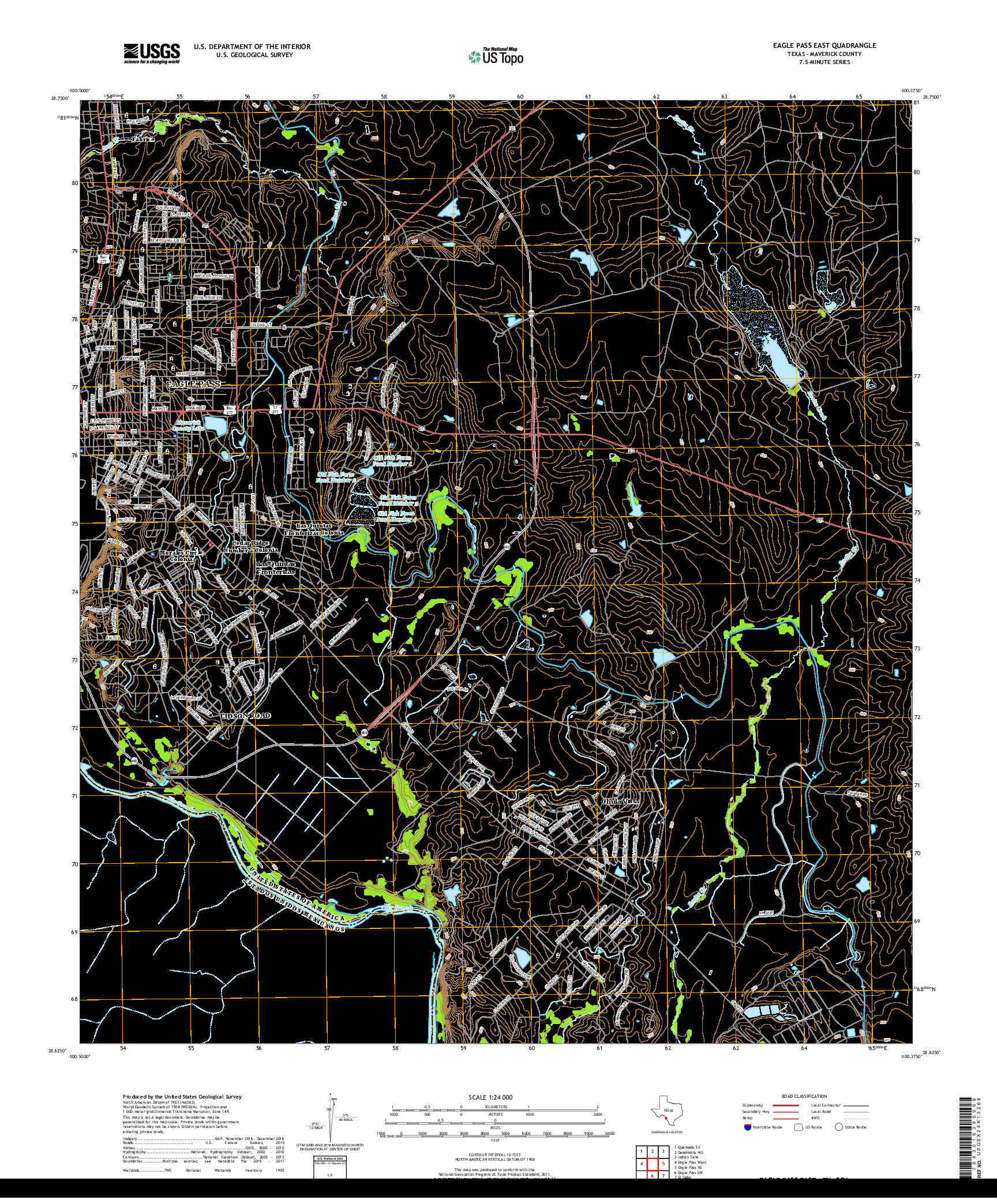 USGS US TOPO 7.5-MINUTE MAP FOR EAGLE PASS EAST, TX,COA 2019