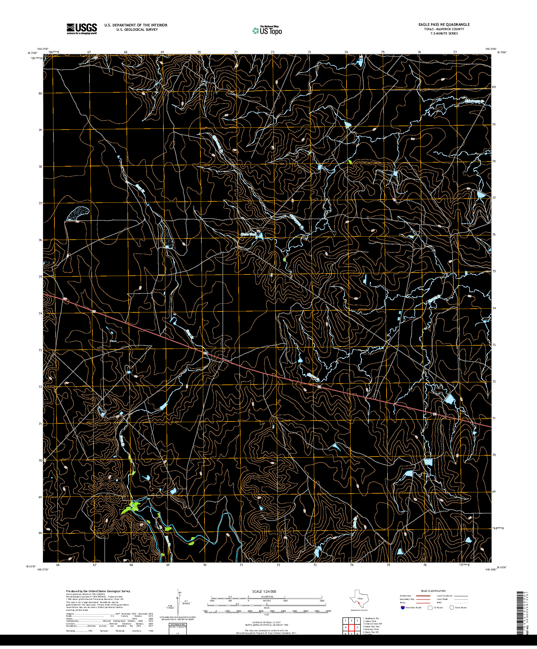 USGS US TOPO 7.5-MINUTE MAP FOR EAGLE PASS NE, TX 2019