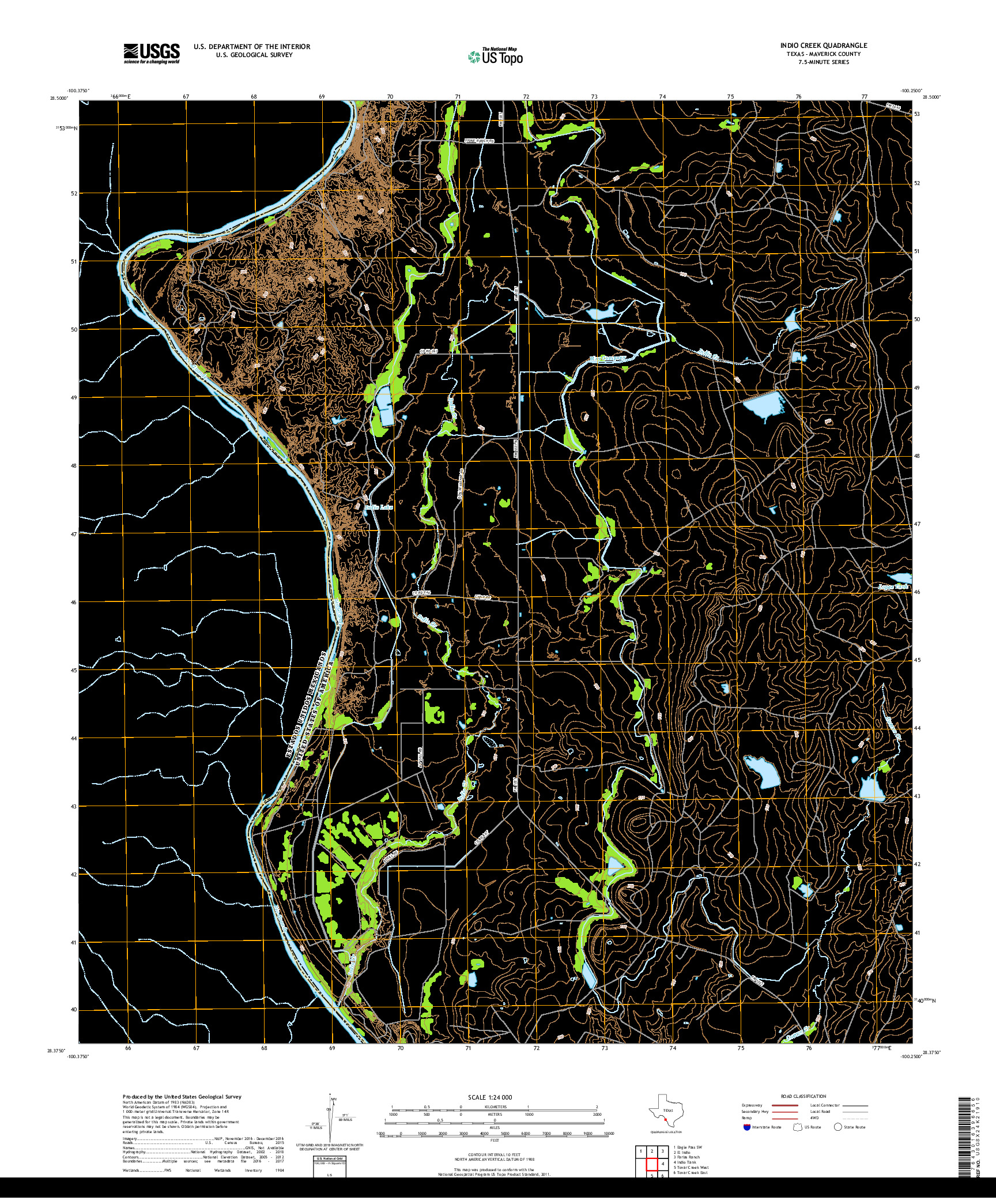 USGS US TOPO 7.5-MINUTE MAP FOR INDIO CREEK, TX,COA 2019